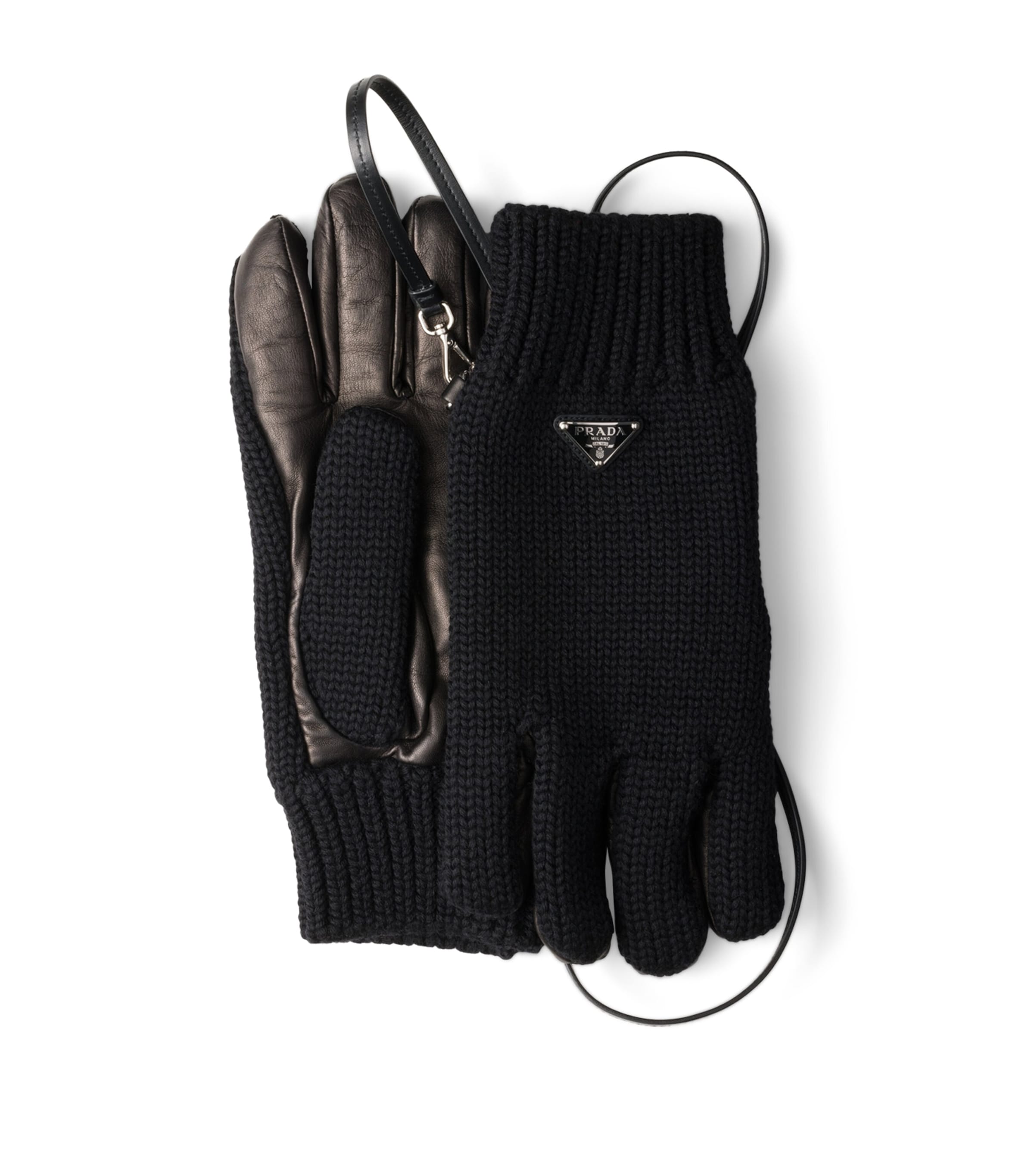 Virgin Wool Nappa Leather-Trimmed Gloves F0002 Image 1