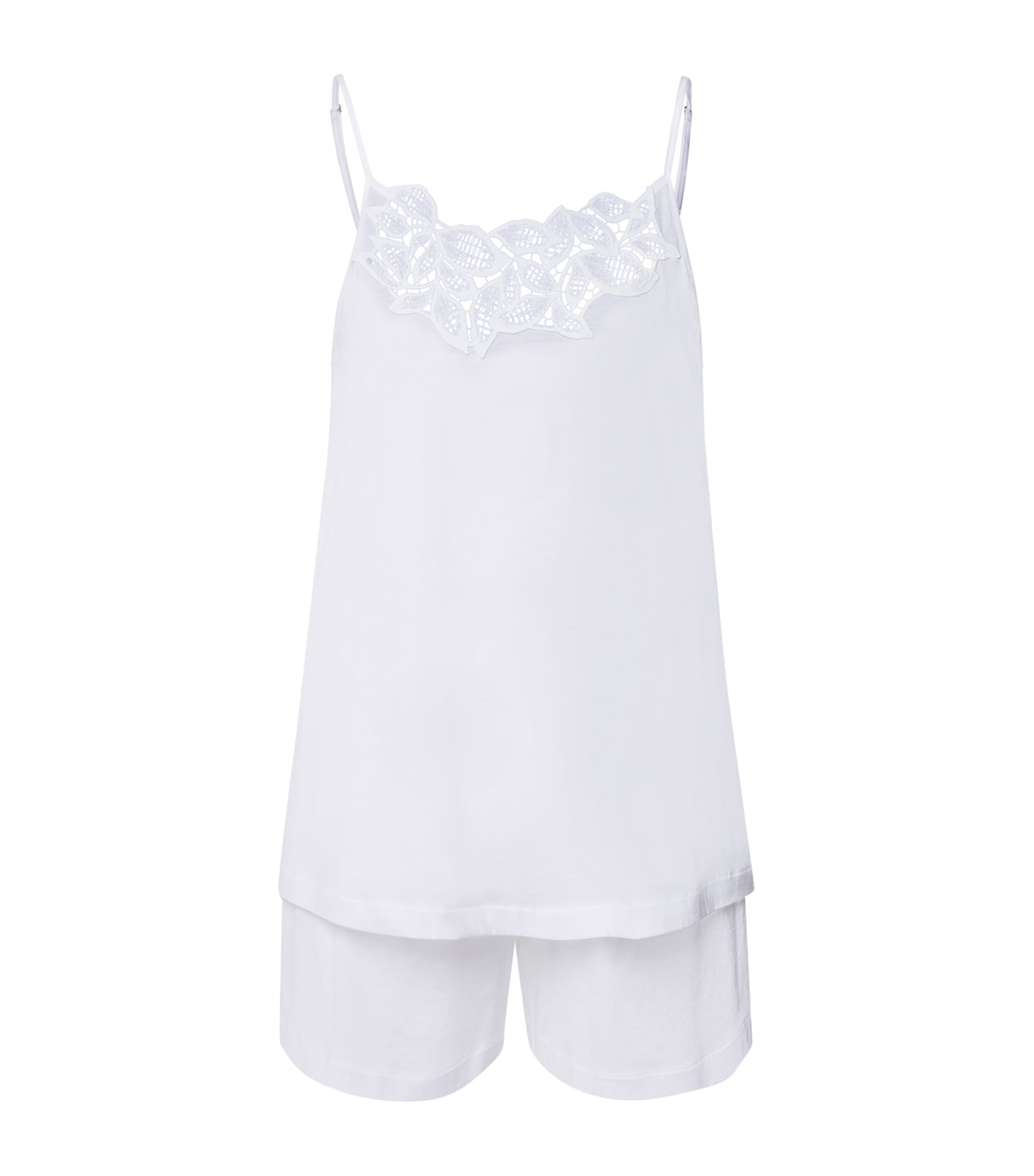 Hanro Cotton Sleeveless Liz Short Pyjama Set In White