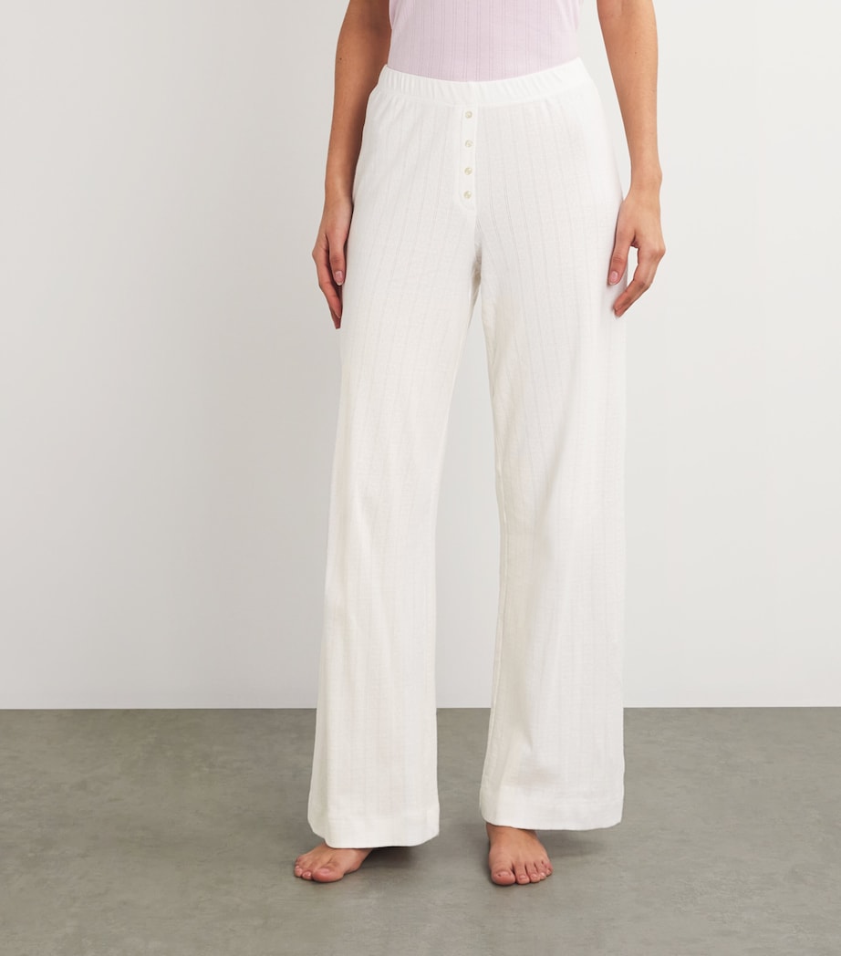 Cotton Pointelle Lounge Trousers WHITE Image 3