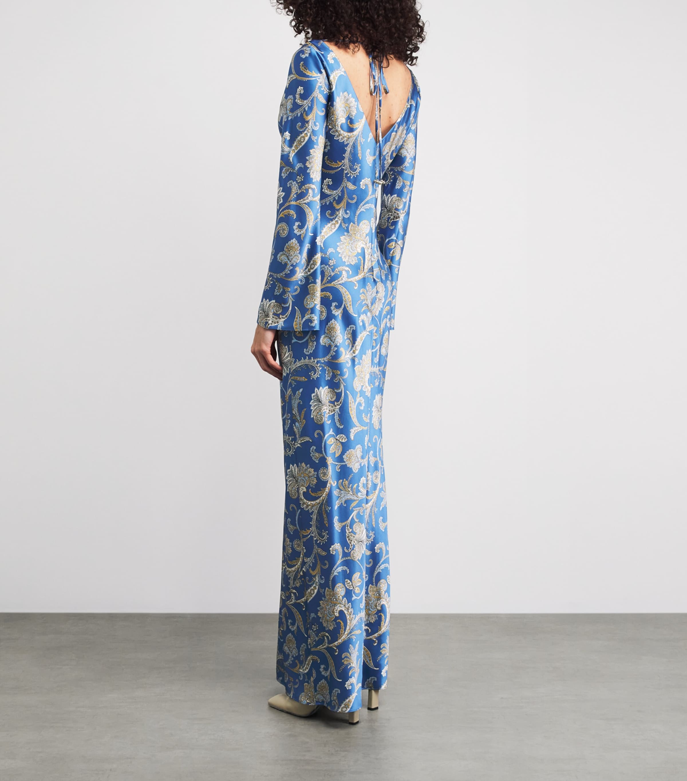 Veronica Beard Womens Silk-Blend Paisley Ember Maxi Dress Blu Coast Mlti Image 4