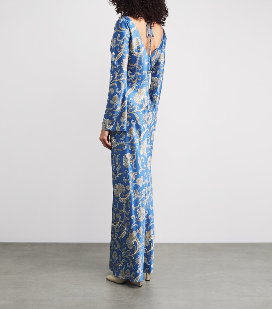 Veronica Beard Womens Silk-Blend Paisley Ember Maxi Dress Blu Coast Mlti Image 4