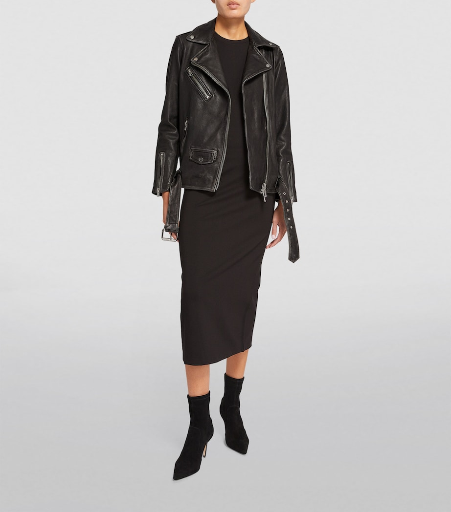 AllSaints Womens Leather Billie Biker Jacket Black Image 2