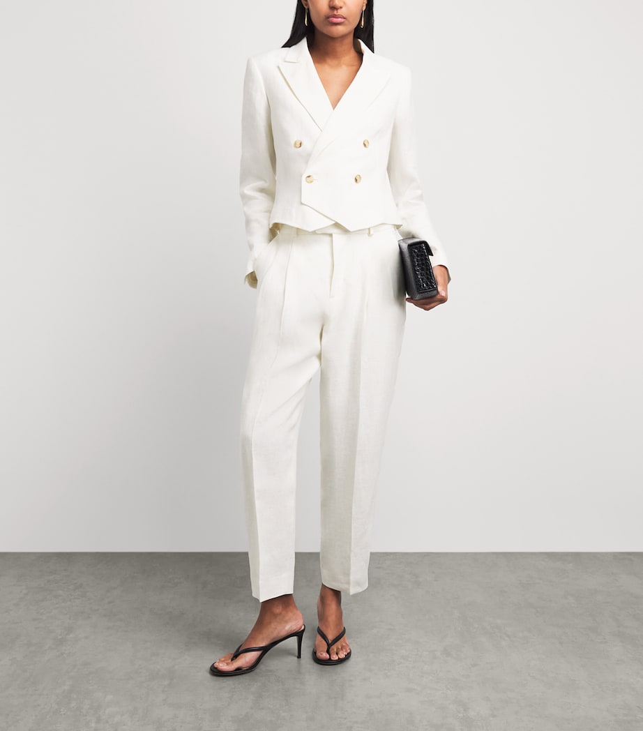 With Nothing Underneath Womens Linen Belgravia Cropped Blazer Ivory Image 2