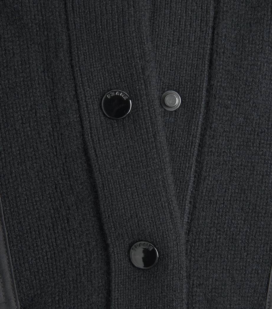 FRAME Womens Cashmere Patch-Pocket Cardigan Black Image 6