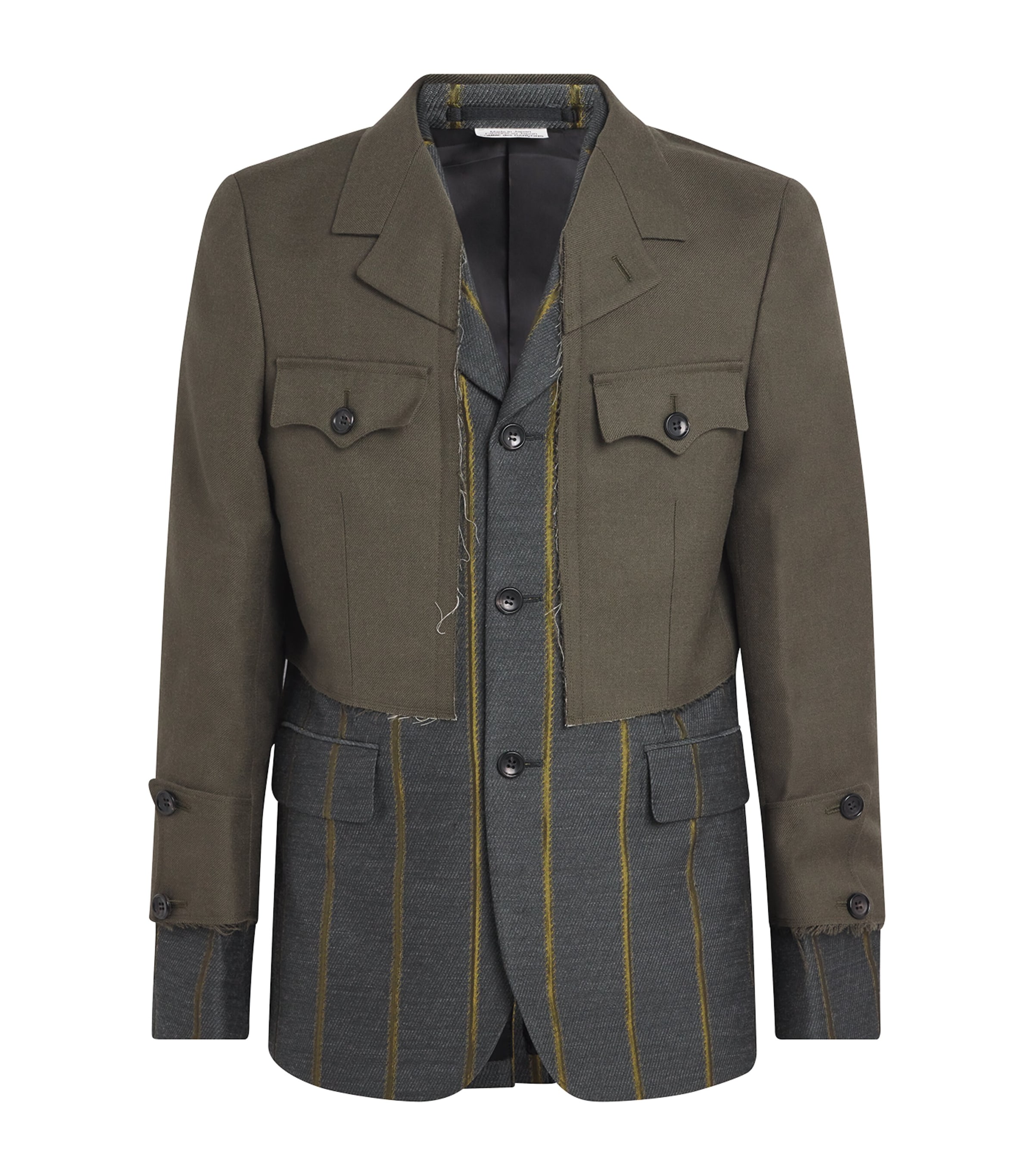 Deconstructed Stripe Military Blazer GRAY/KHAKI X KHAKI Image 1