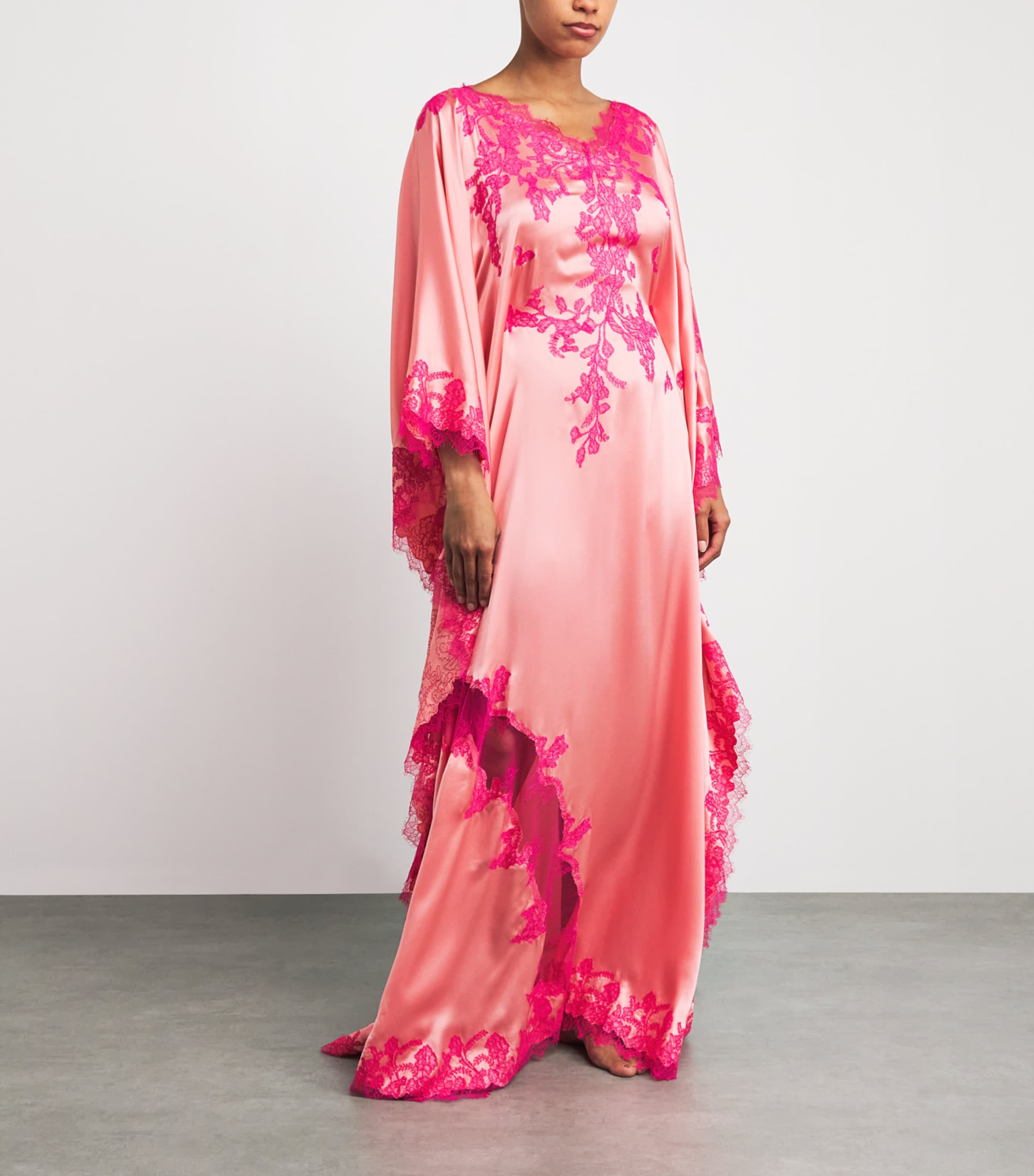 TORLOWEI Womens Silk Tokoni Kaftan Coral/begonia Image 2