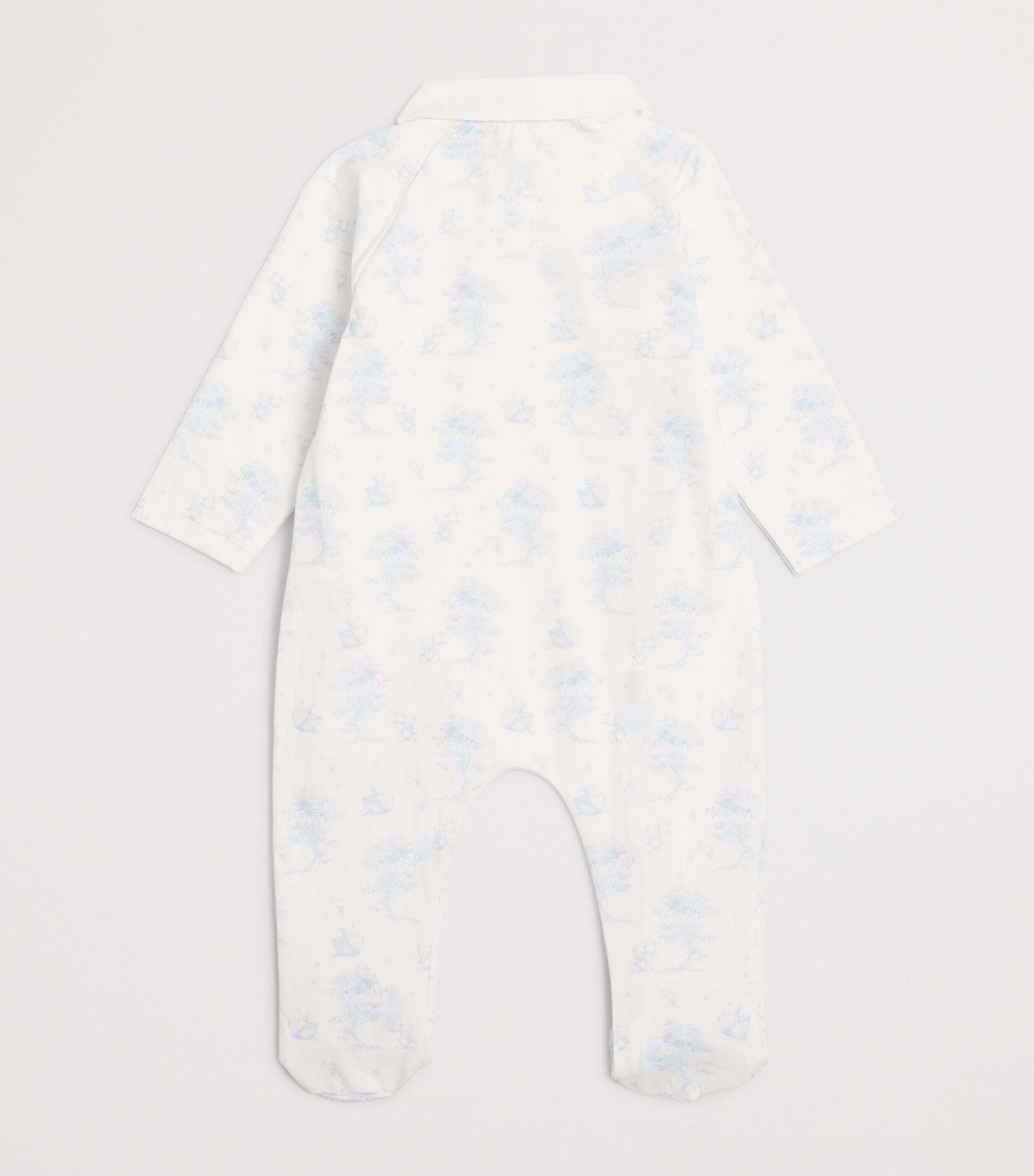 Stretch-Cotton Printed All-In-One (1-24 Months) BLUE Image 2