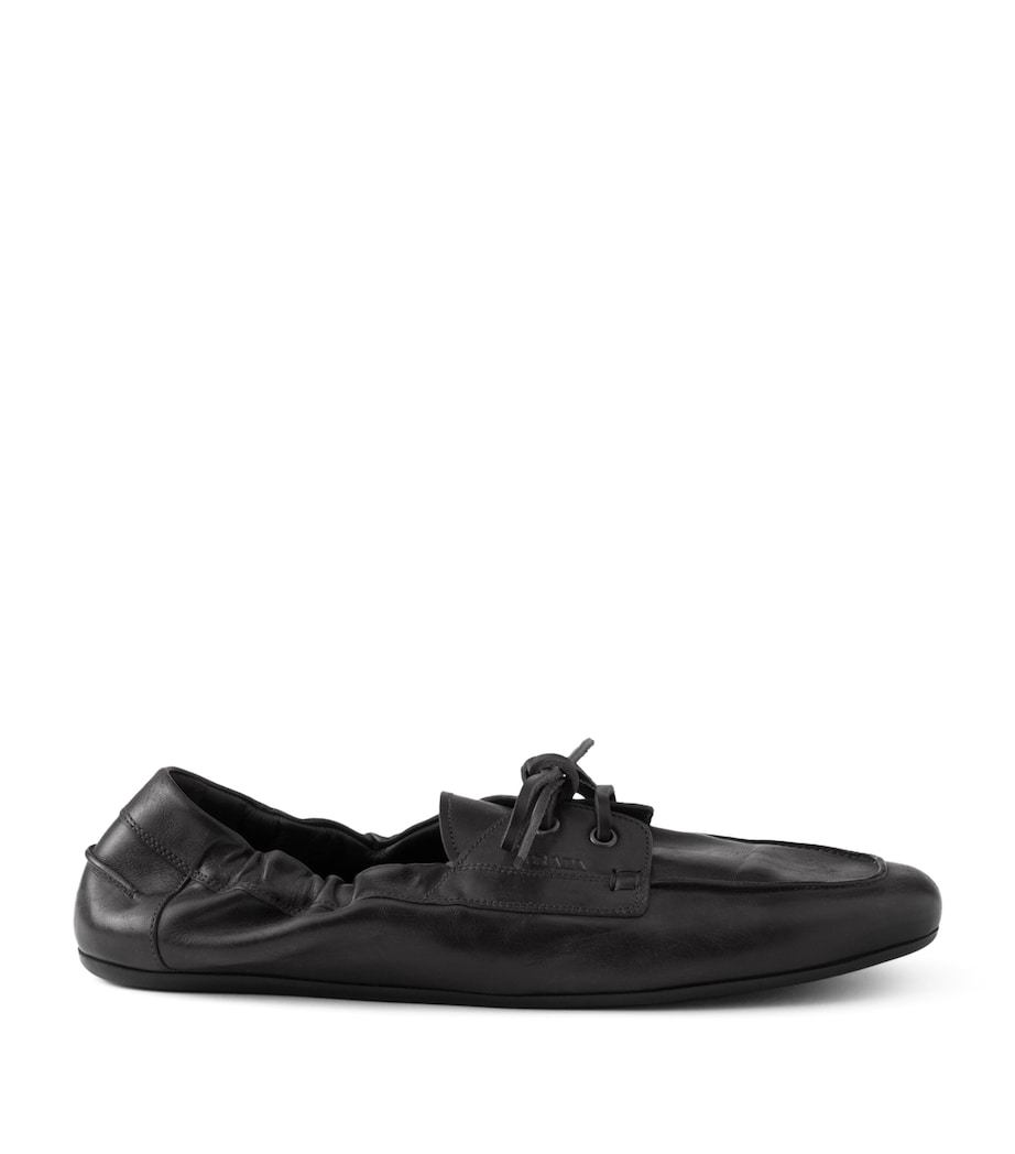 Prada Antiqued Leather Shuffle Loafers Black Image 1