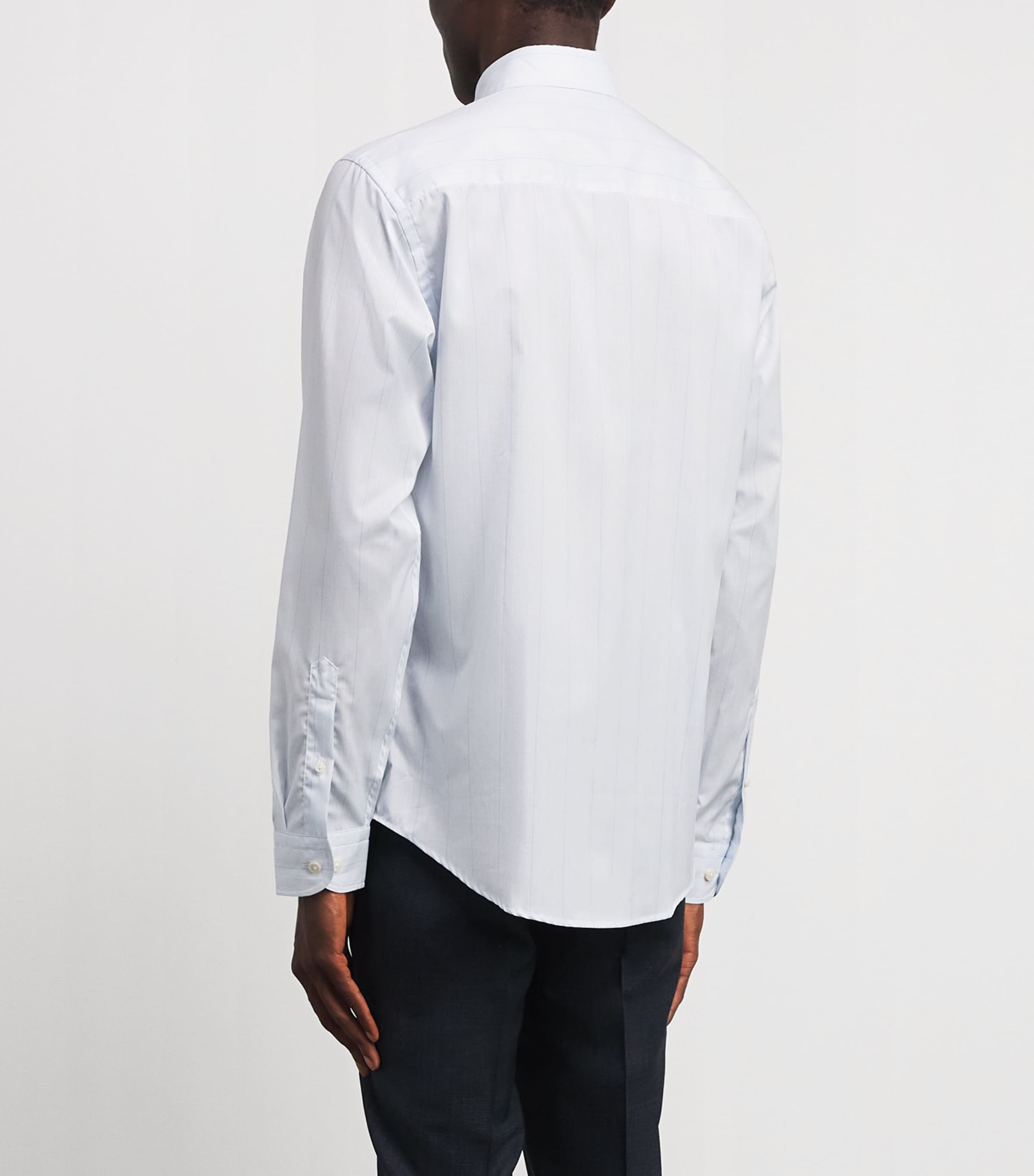 Eton Mens Cotton Stripe Shirt Light Blue Image 5