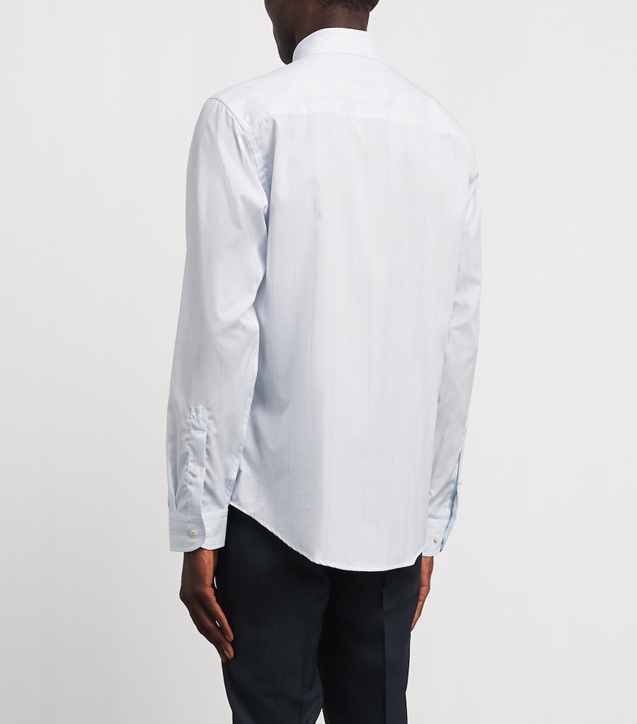 Eton Mens Cotton Stripe Shirt Light Blue Image 5