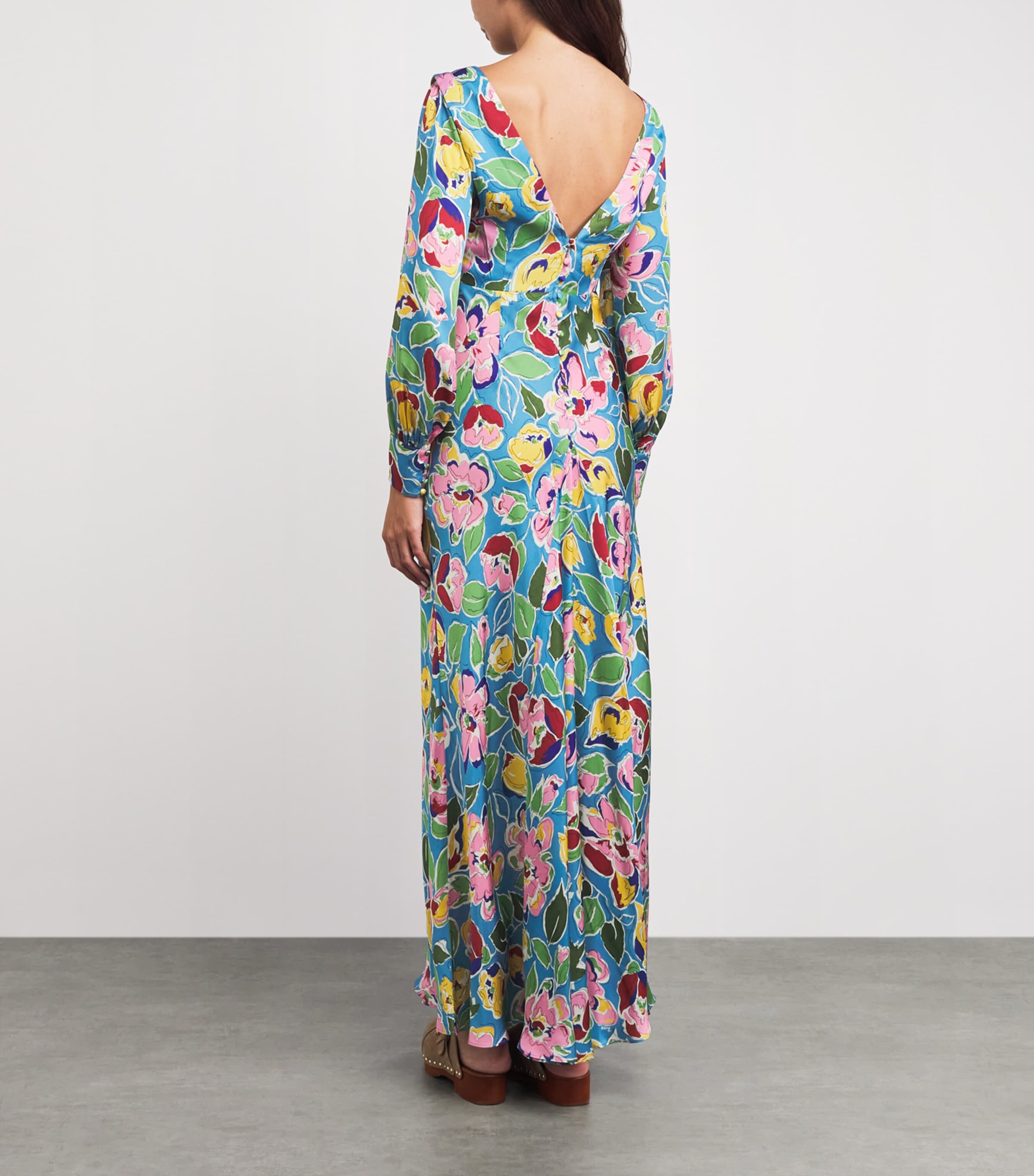 Rixo Womens Floral Marni Midi Dress Jeannie Bloom Sky Image 4