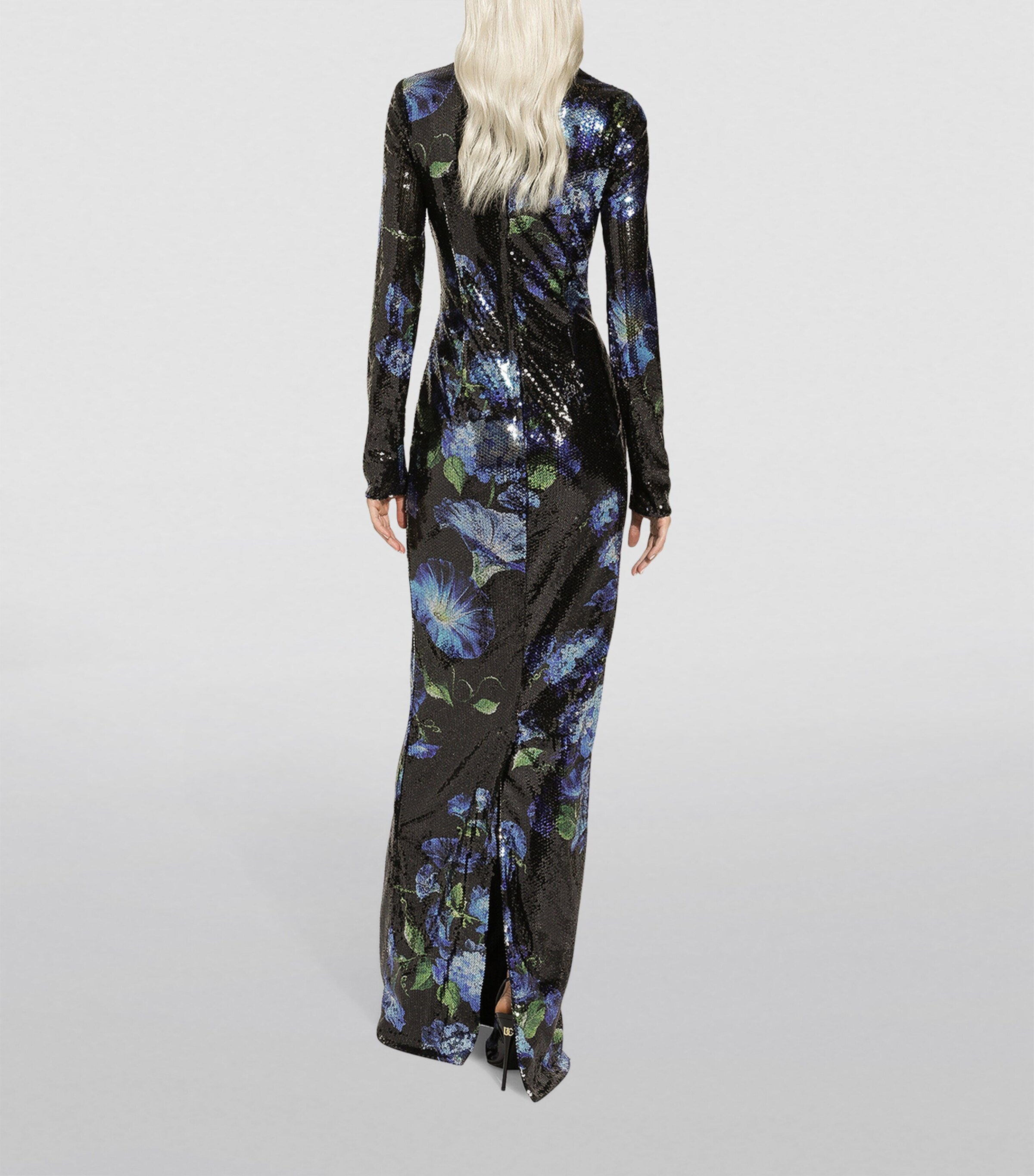 Dolce&Gabbana Womens Sequinned Floral Maxi Dress Campanule Fdo Image 5