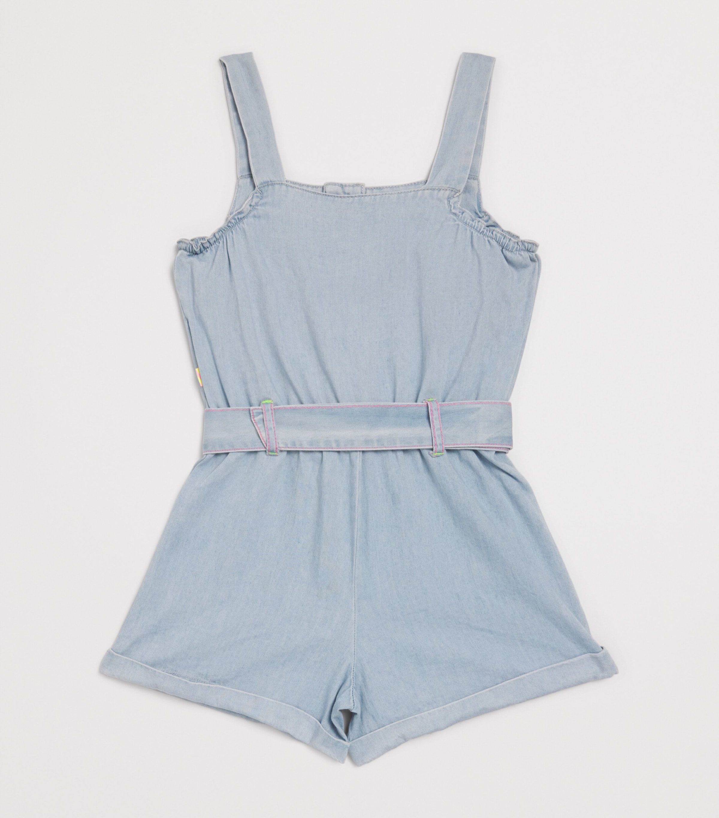 Denim Embroidered Playsuit (2-12 Years) Z04 BLEACH Image 2