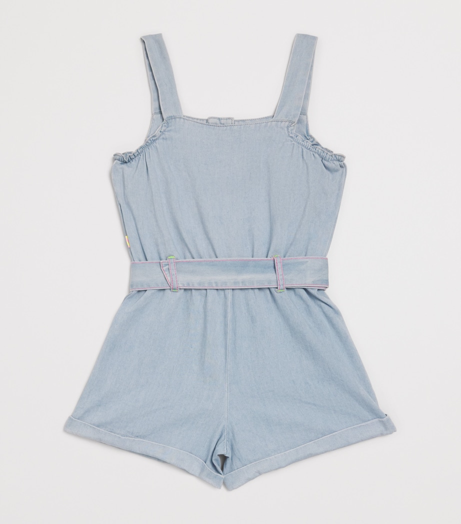 Denim Embroidered Playsuit (2-12 Years) Z04 BLEACH Image 2