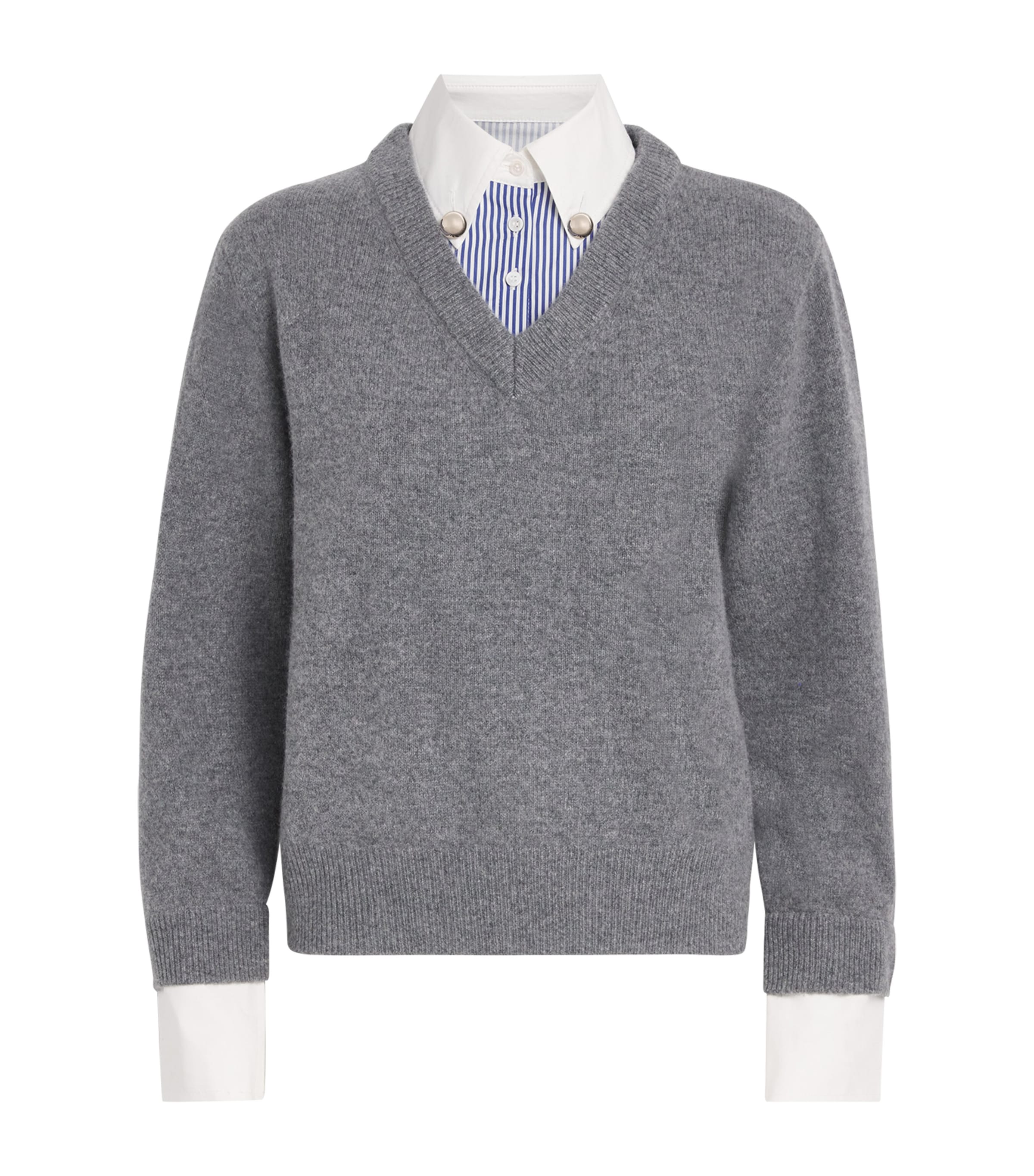 Claudie Pierlot Wool Layered Sweater In Gray
