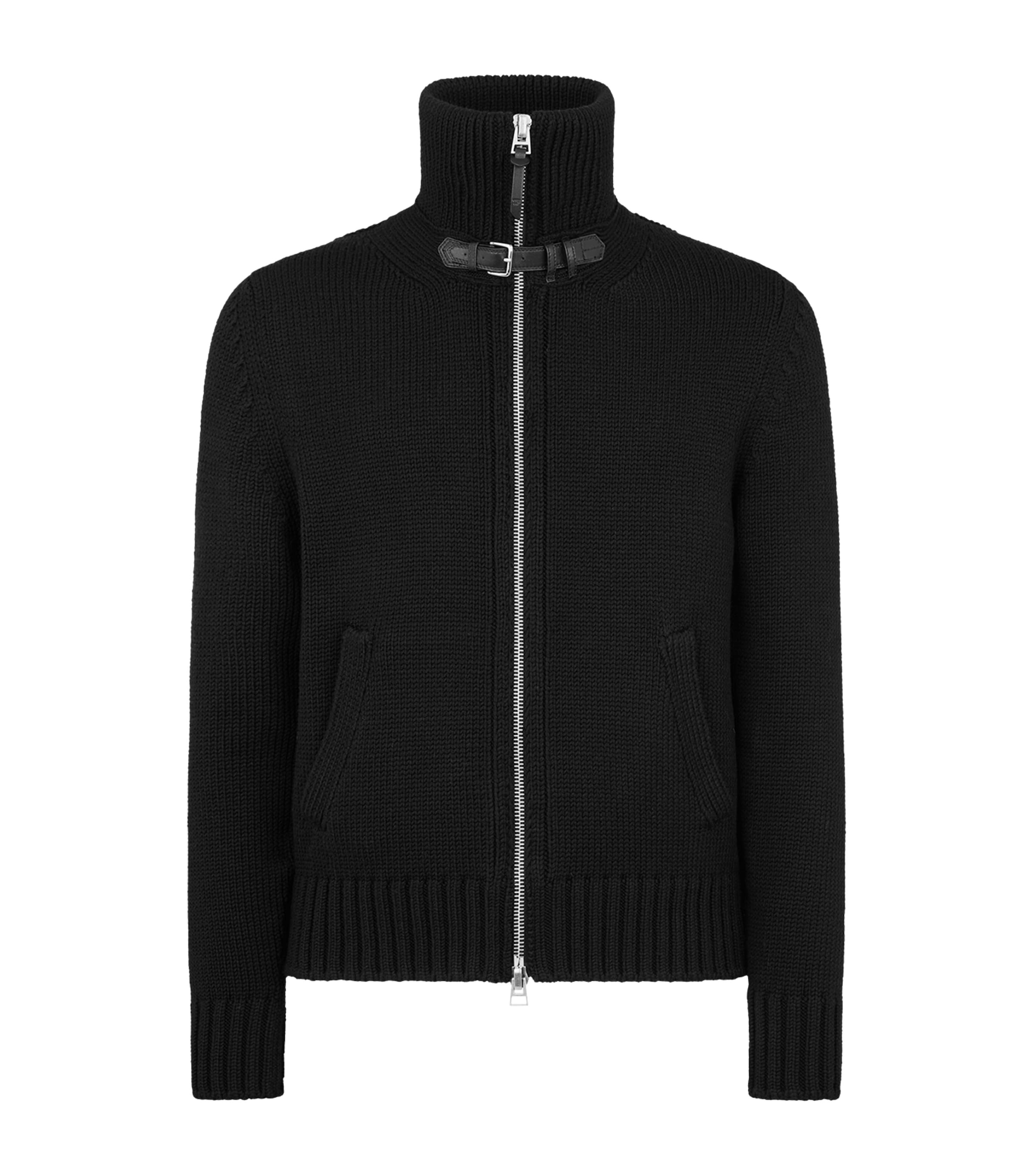 Tom Ford Merino Wool Zip Through Kzl018ymw099 Lb999 In Black