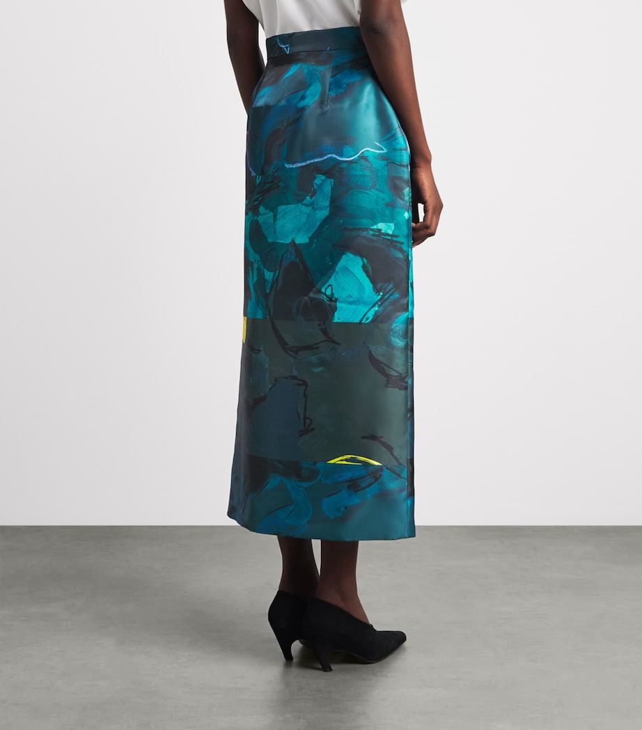 Roksanda Womens Brushstroke Print Irma Midi Skirt Brushverdant Image 5