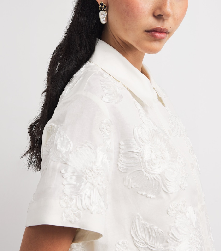 Linen-Blend Embroidered Callie Shirt IVORY Image 5