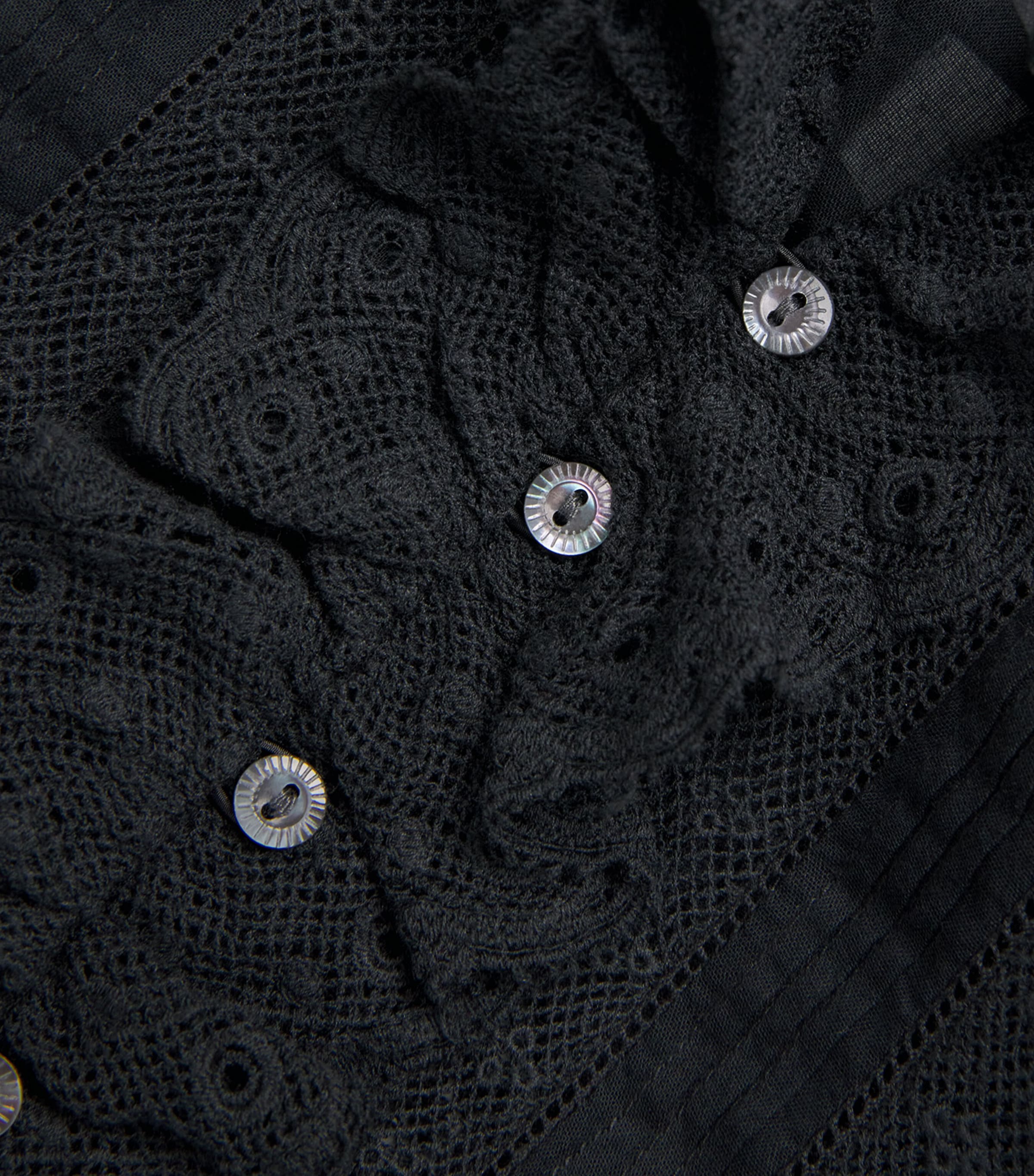DÔEN Womens Organic Cotton Lace-Trim Eldoris Blouse Black Image 5