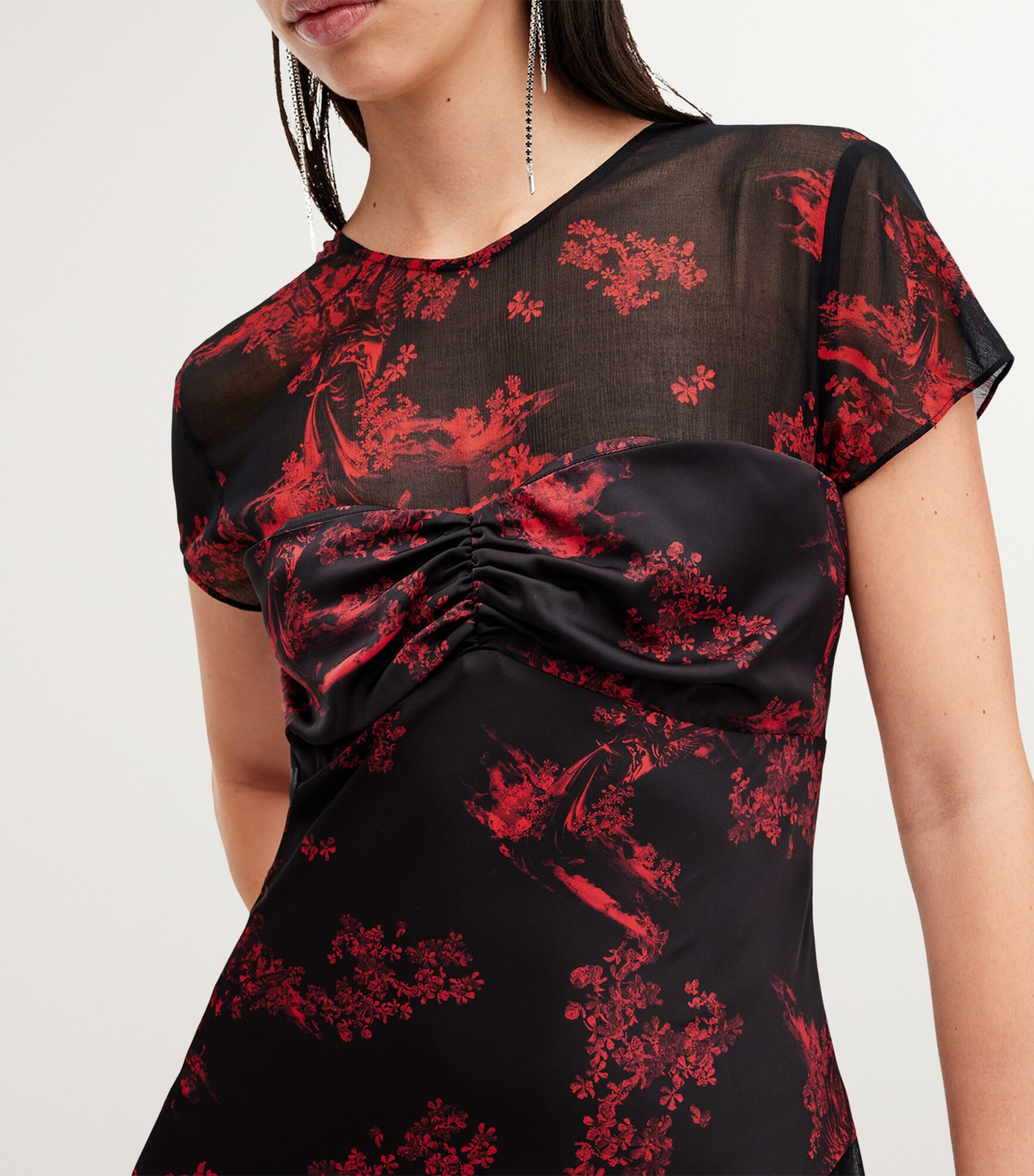 AllSaints Womens Tasha Midi Dress Maria Siren Red Image 5