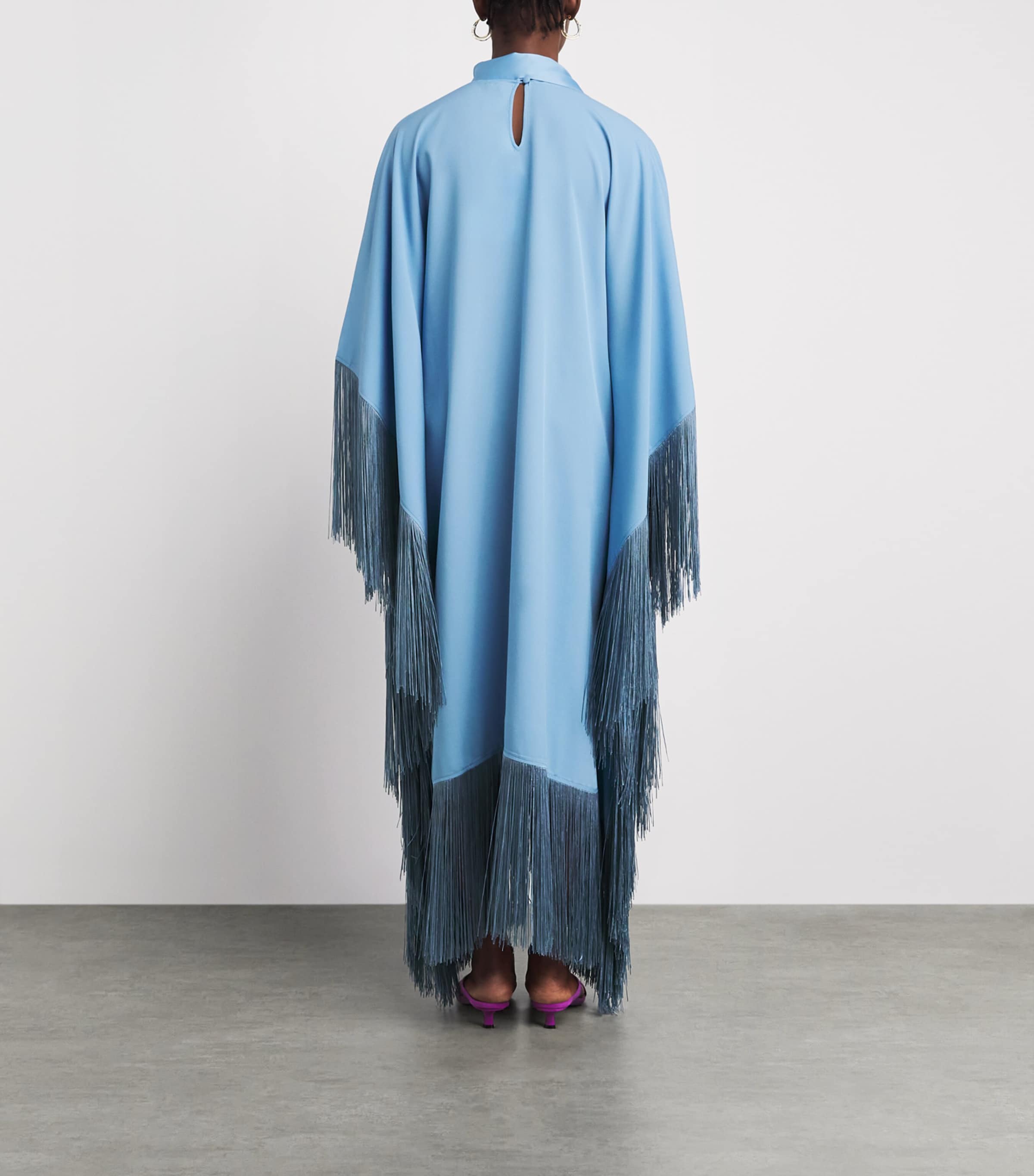 Taller Marmo Womens Fringed Mrs Ross Kaftan Dress Powder Blue Image 4