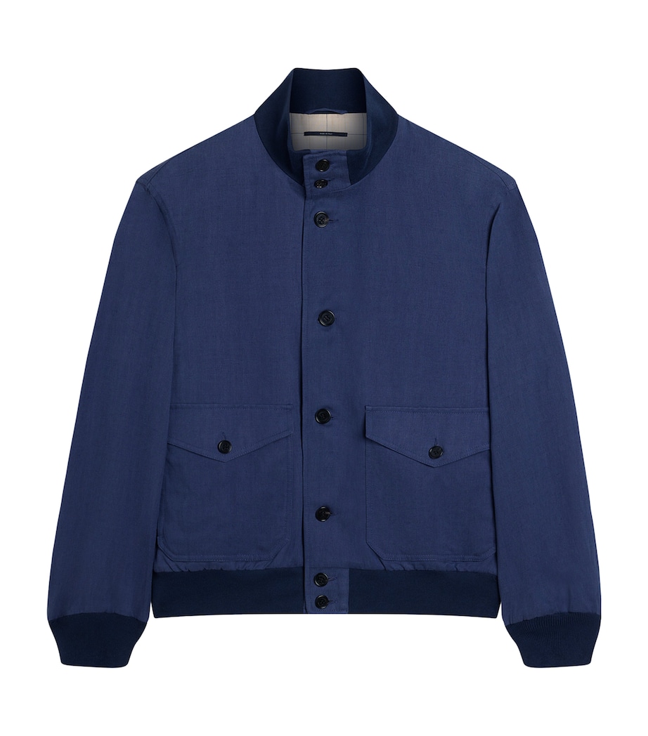 Dunhill Mens Cotton-Blend Bomber Jacket Purple Image 1