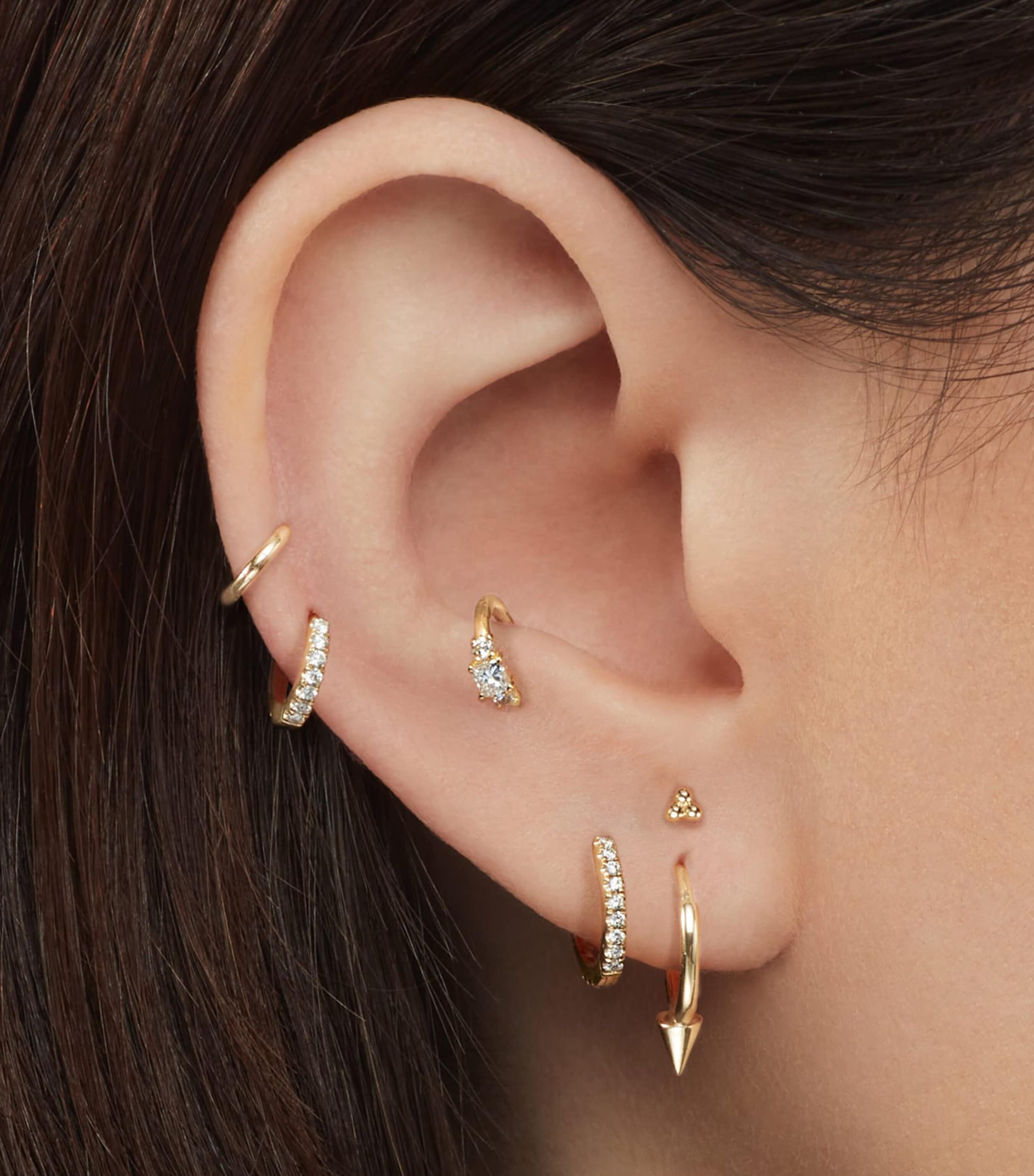 Maria Tash Diamond Princess Single Hoop Earring (5mm) Yellow Gold Image 3