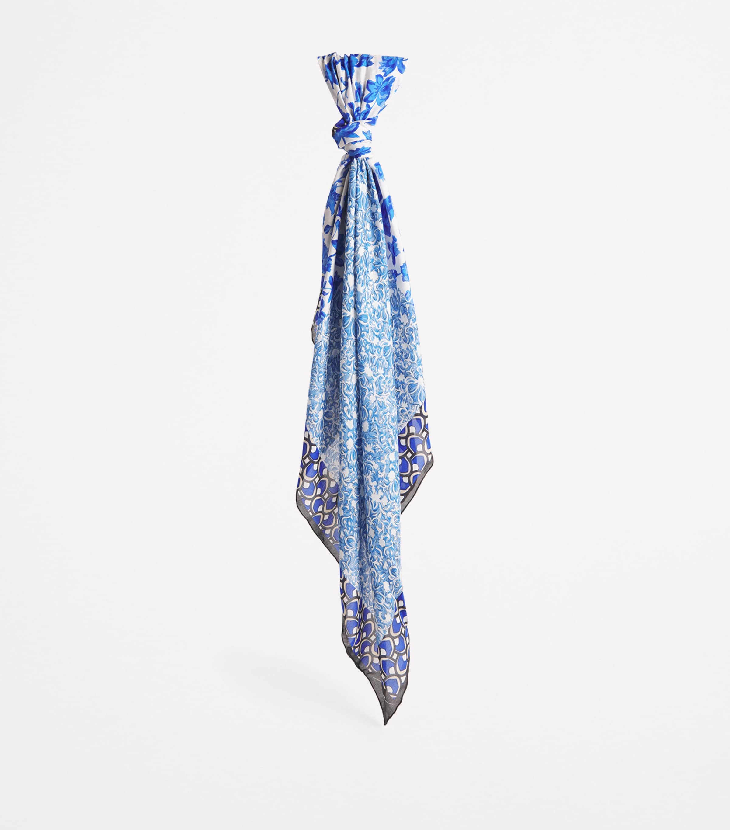Modal-Silk Patterned Stole Scarf LIGHT BLUE Image 3