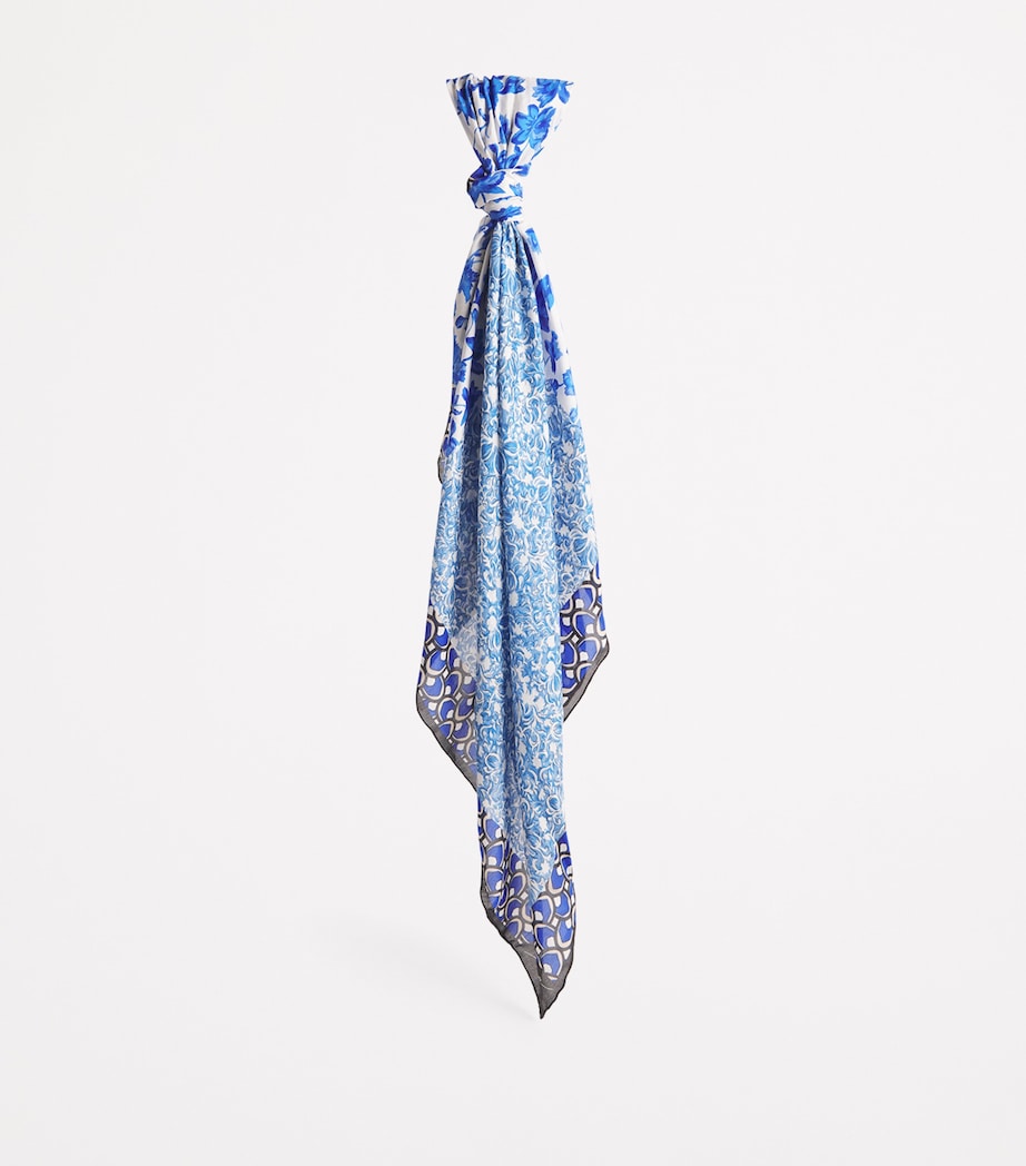 Modal-Silk Patterned Stole Scarf LIGHT BLUE Image 3