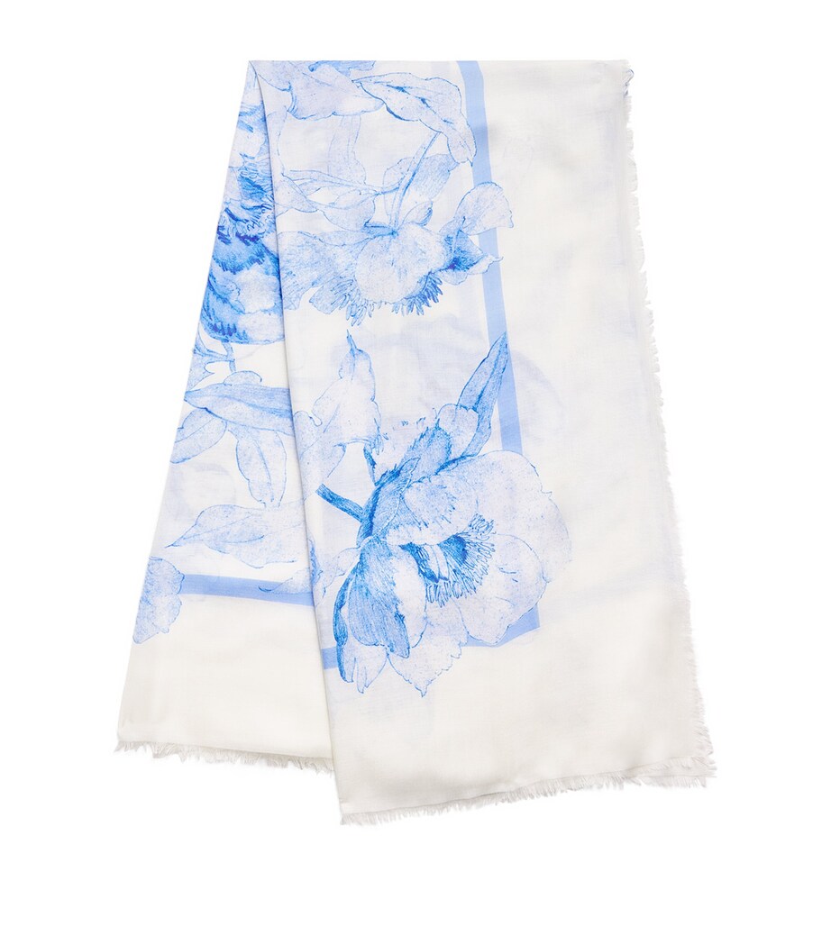 Printed Square Scarf WHITE/BLUE Image 1