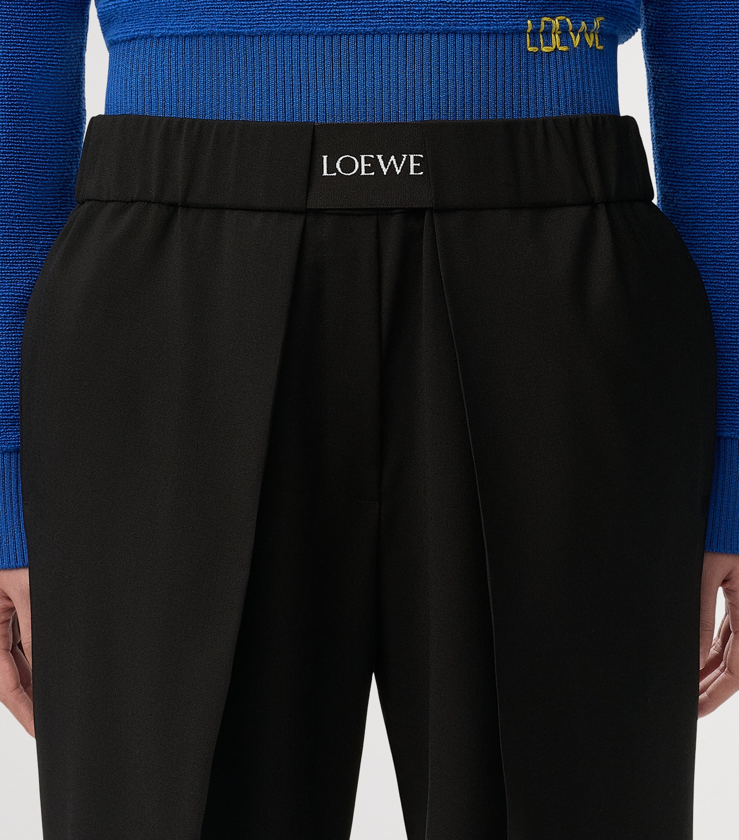 LOEWE Womens Wool-Blend Tailored Trousers Black Image 5