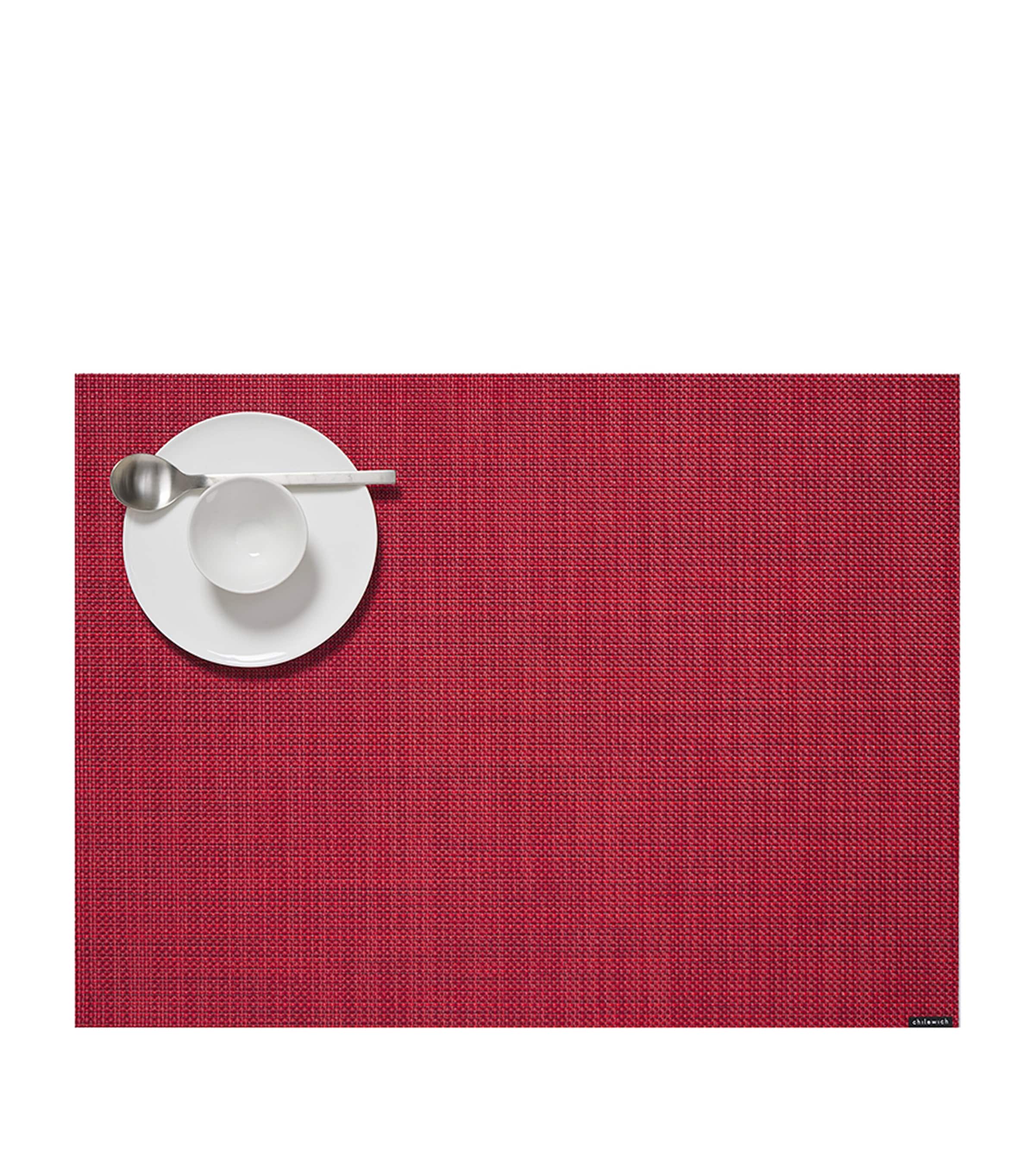 Mini Basketweave Rectangle Placemat (36cm x 48cm) SCARLET Image 2
