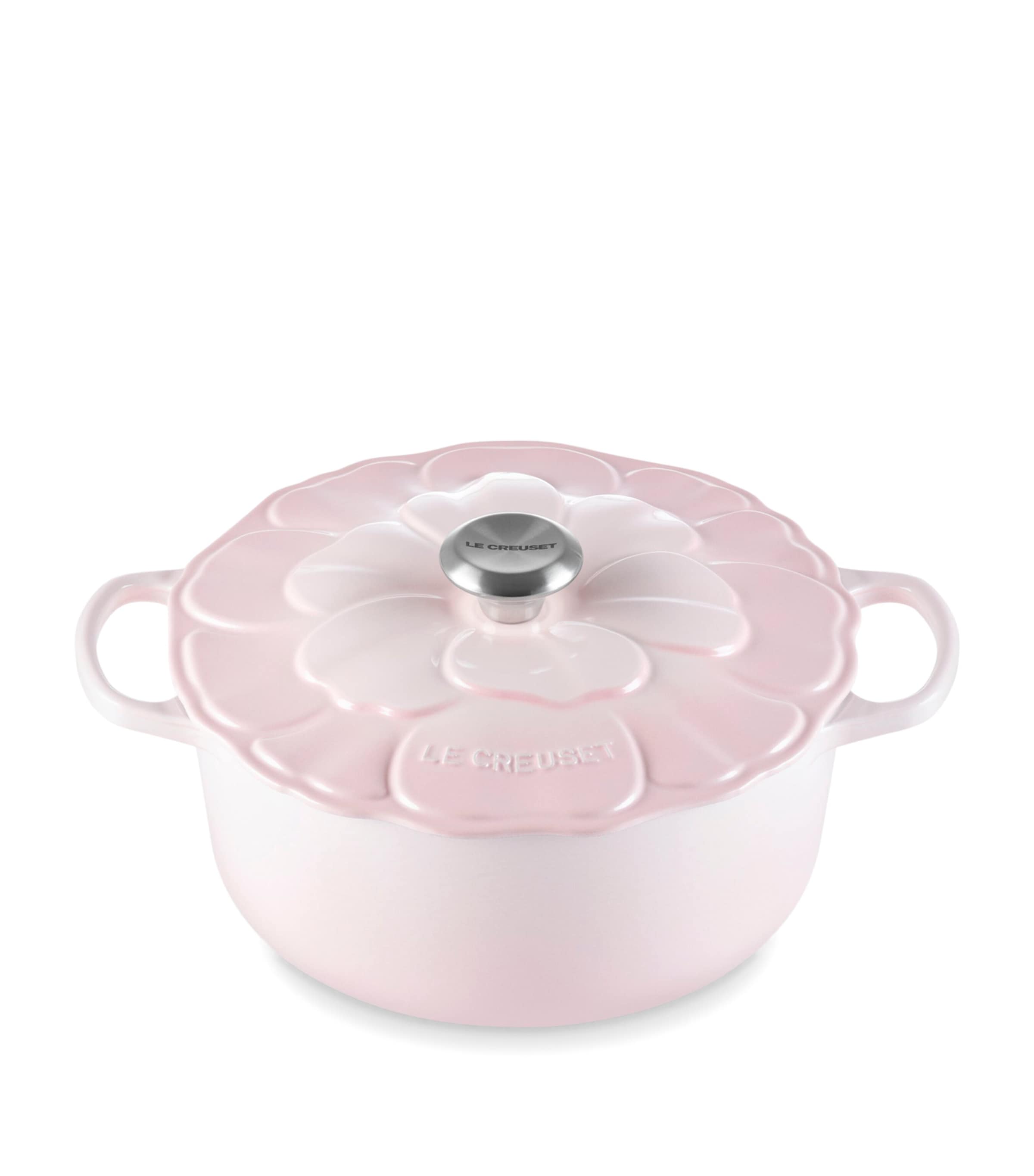 Le Creuset Cast Iron Round Petal Casserole Dish (26cm) Shell Pink Image 2