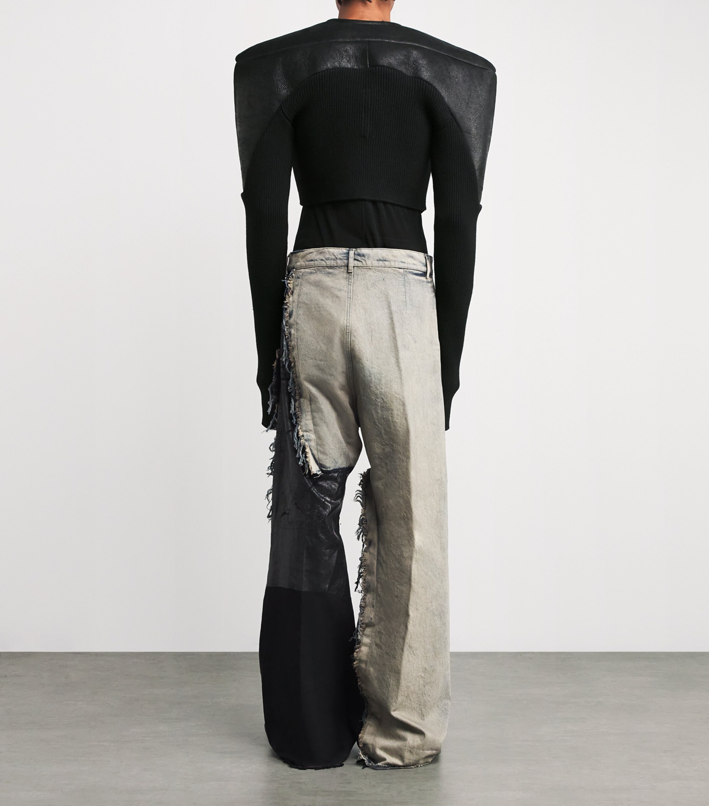 Shearling Cropped Jacket BLACK Image 4