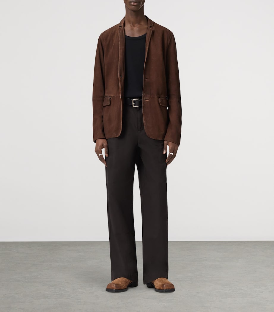 AllSaints Mens Suede Monet Blazer Cider Brown Image 2