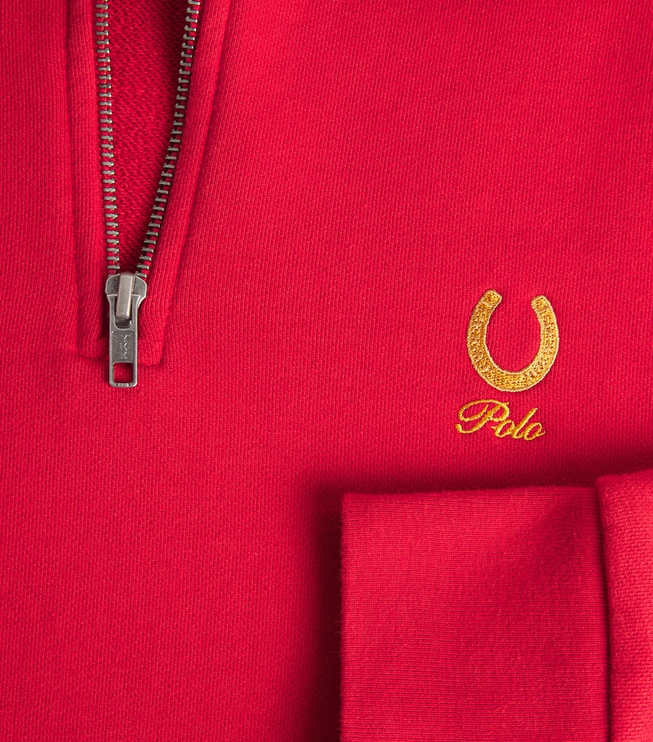 Polo Ralph Lauren Mens Cotton Polo Quarter-Zip Sweater Red Image 5