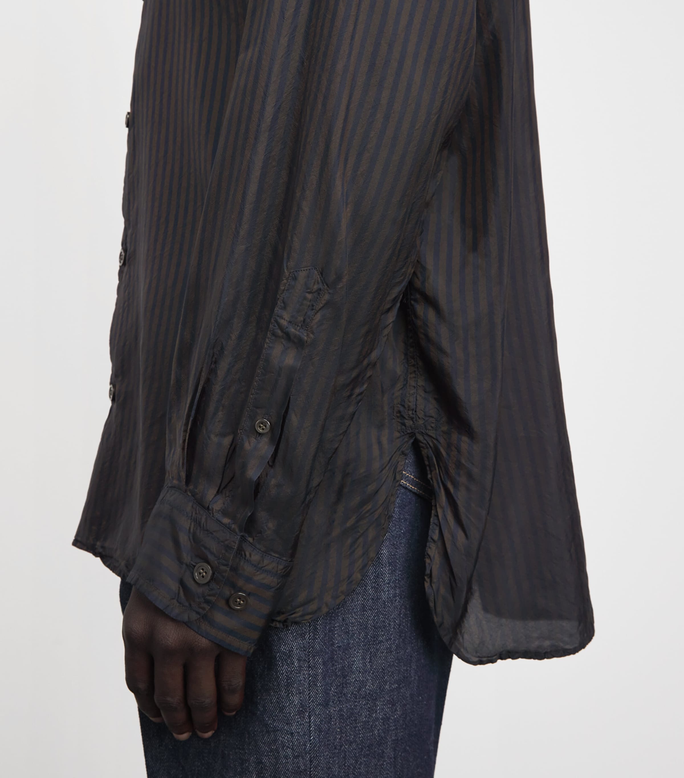 DRIES VAN NOTEN Mens Cotton Stripe Croom Shirt Dark Image 3