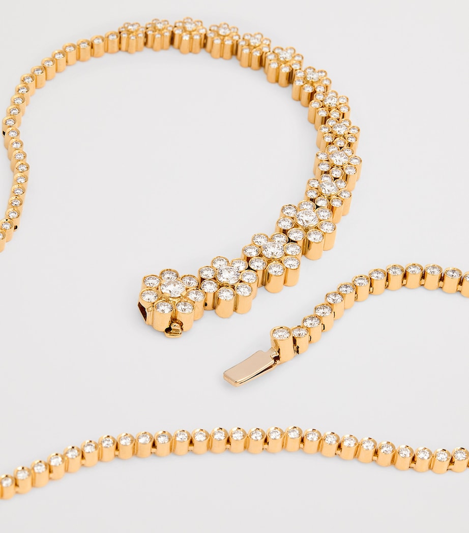 Yellow Gold and Diamond Fleur de Tennis Necklace YELLOW GOLD Image 5