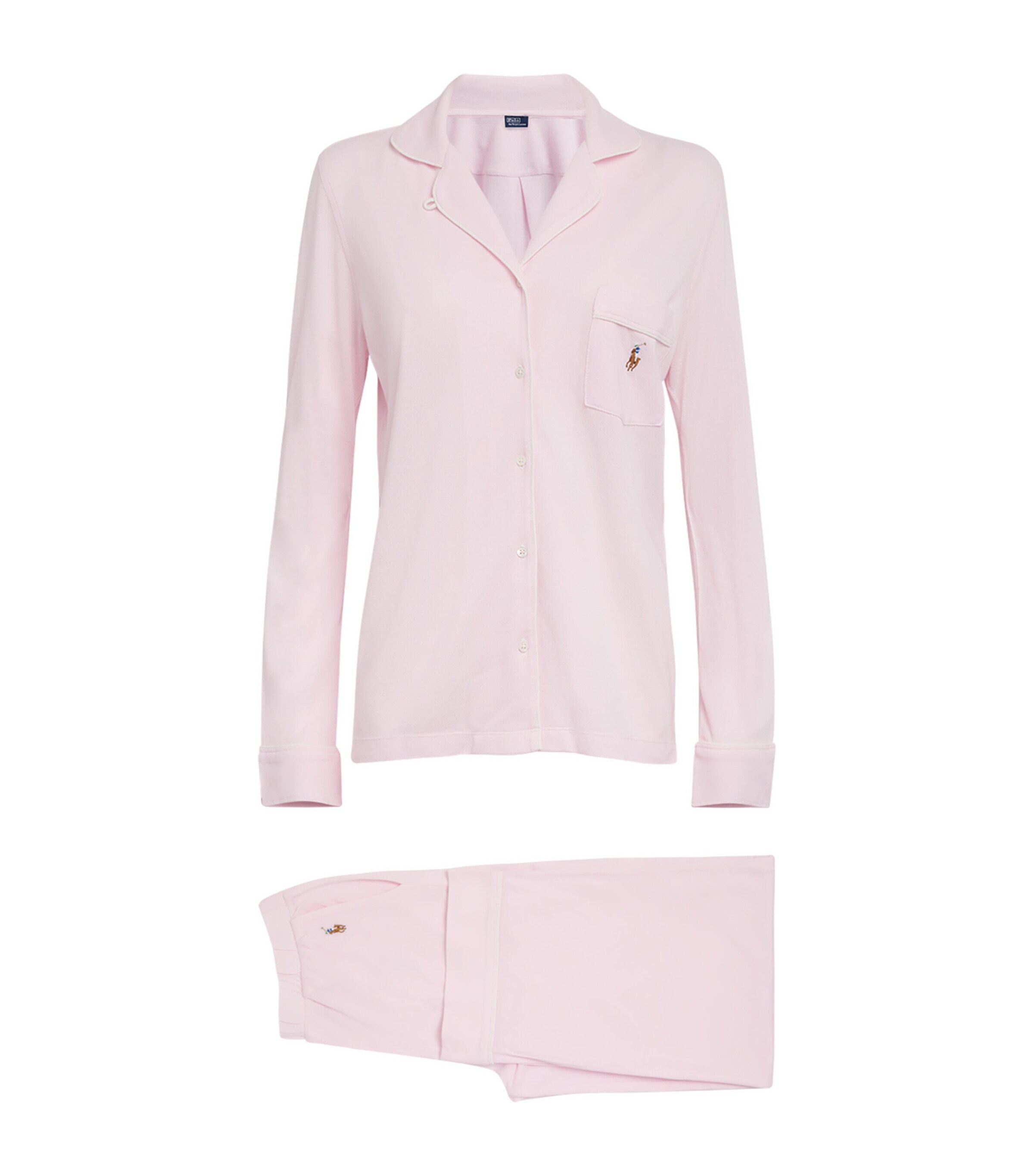 Polo Ralph Lauren Womens Cotton-Blend Polo Pony Pyjama Set Pink Lady Image 1