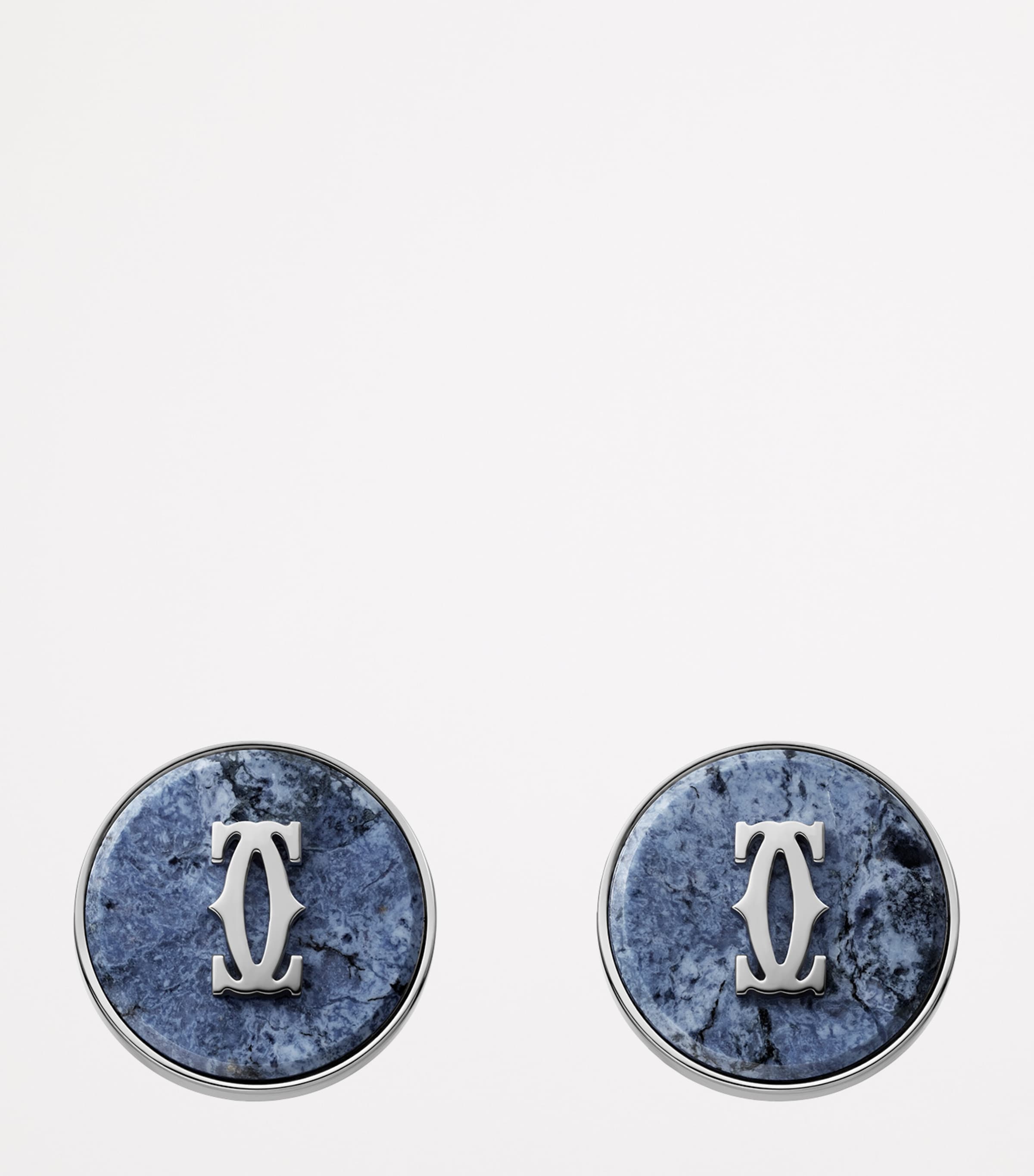 Sterling Silver Double C de Cartier Cufflinks SILVER AND BLUE Image 5