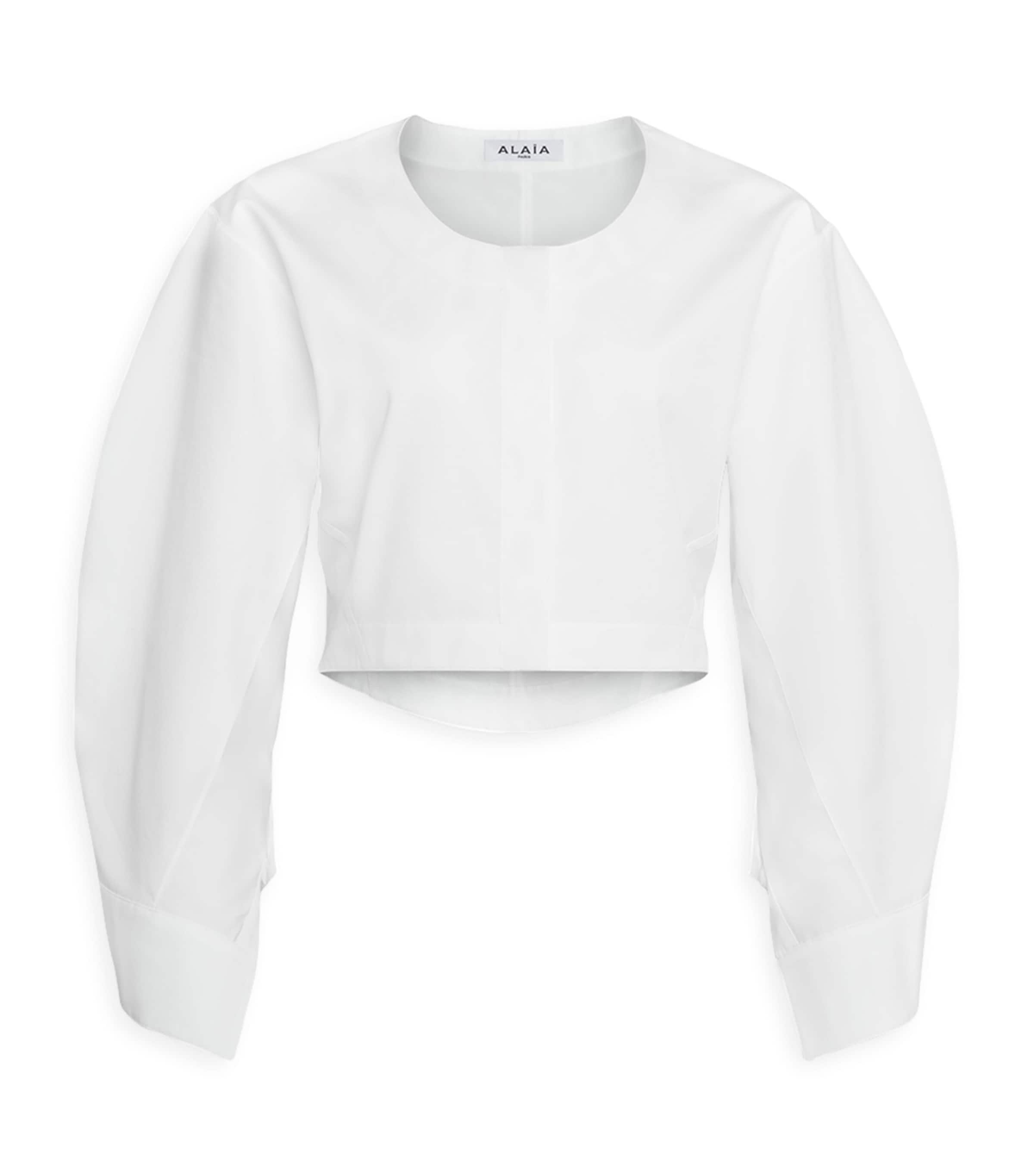 Alaïa Puff-sleeve Cropped Blouse In White