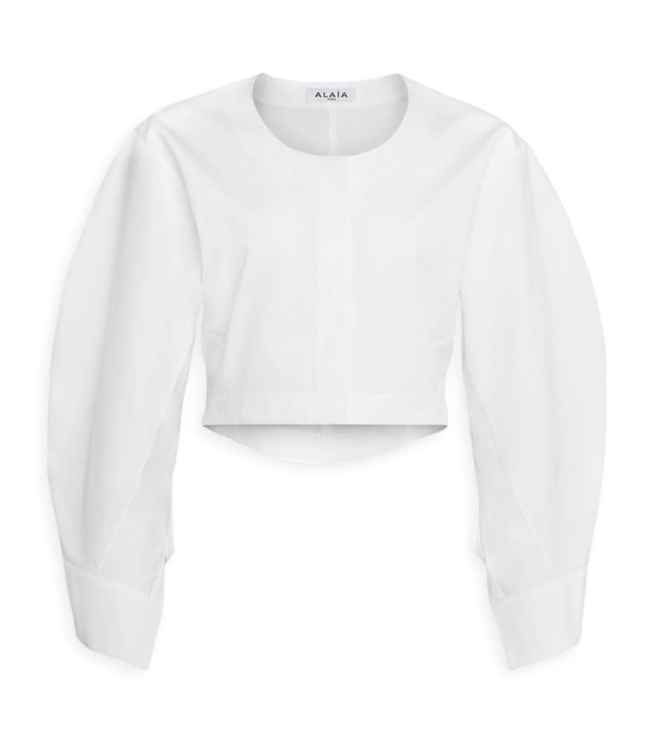 Puff-Sleeve Cropped Blouse BLANC Image 1