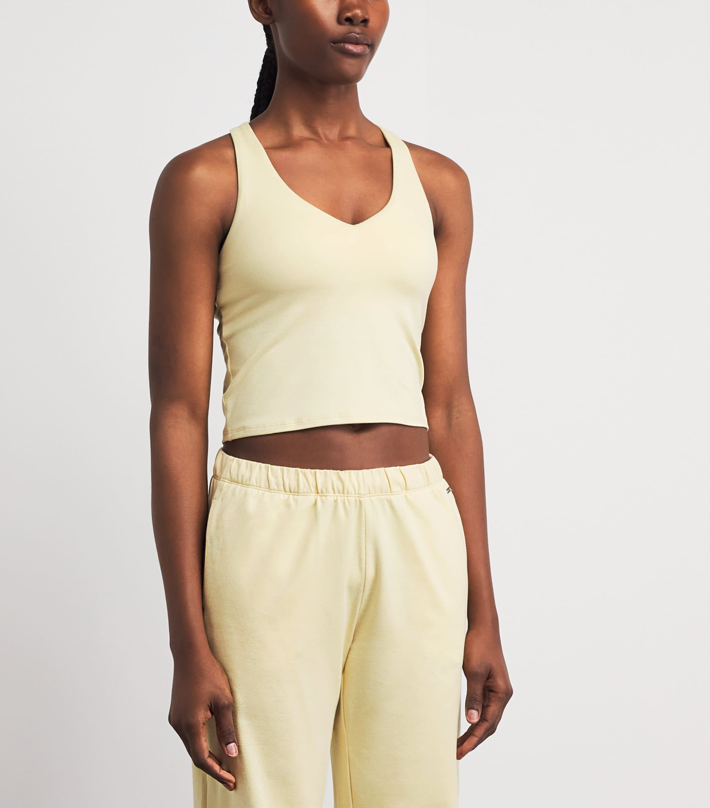 VUORI Womens Halo Performance 2.0 Crop Top Lemon Snap Heather Image 4