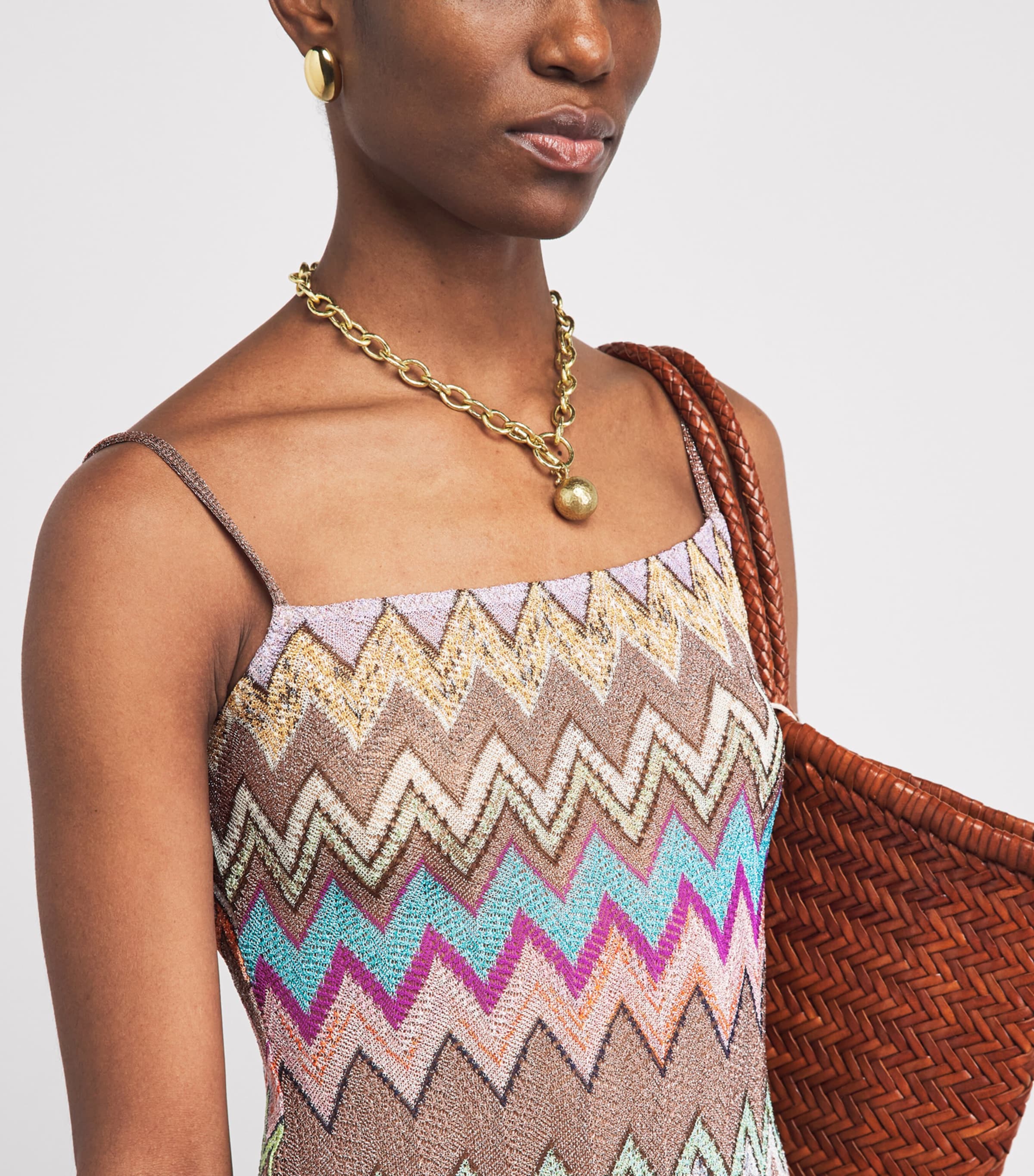 Metallic-Thread Zigzag Mini Dress SM9YKMULTICOLOUR Image 3