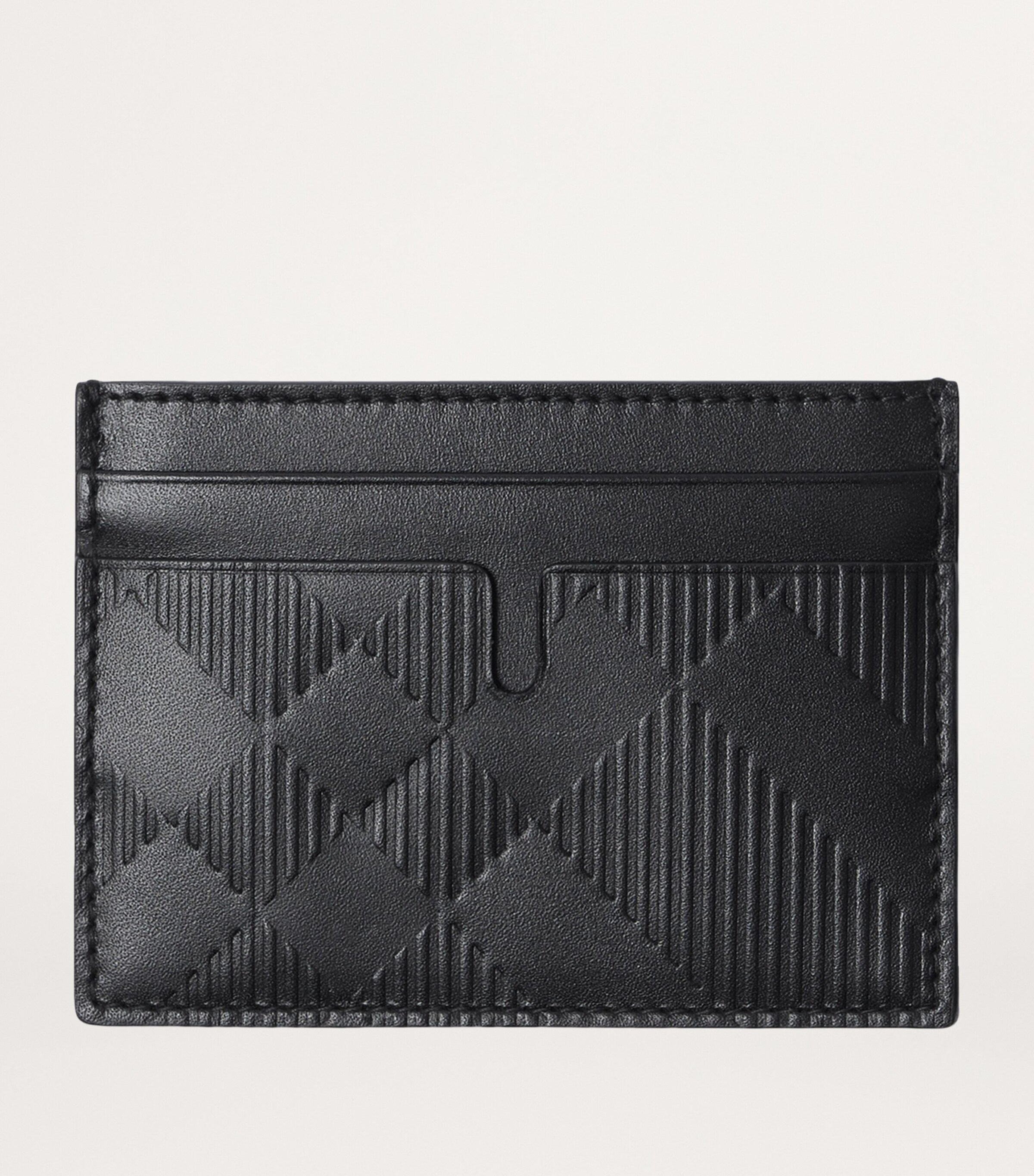 Embossed Check Card Holder BLACK Image 2