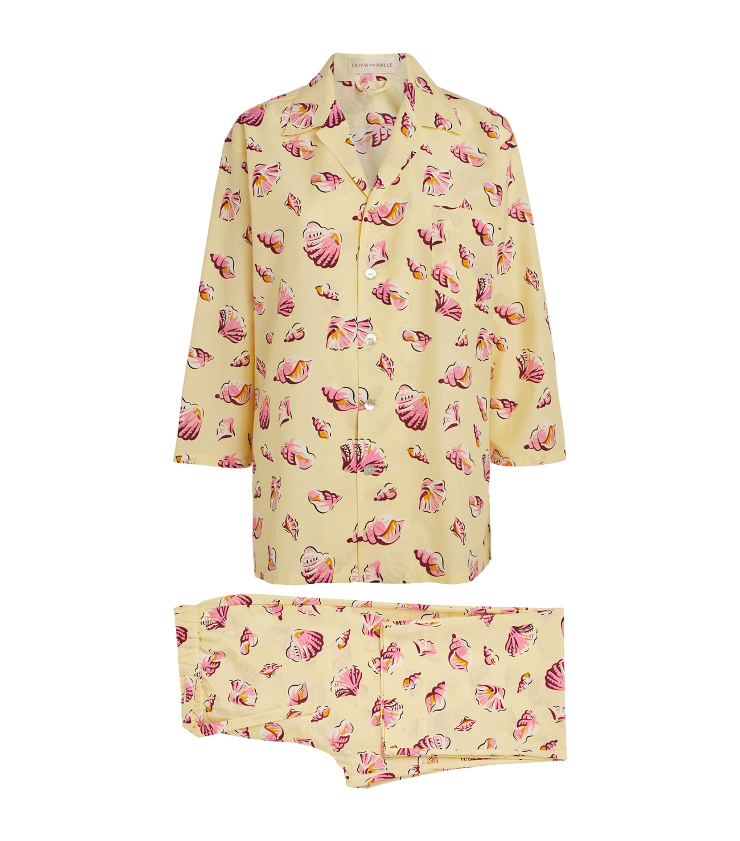 Olivia Von Halle Silk-cotton Casablanca Helios Pyjama Set In White