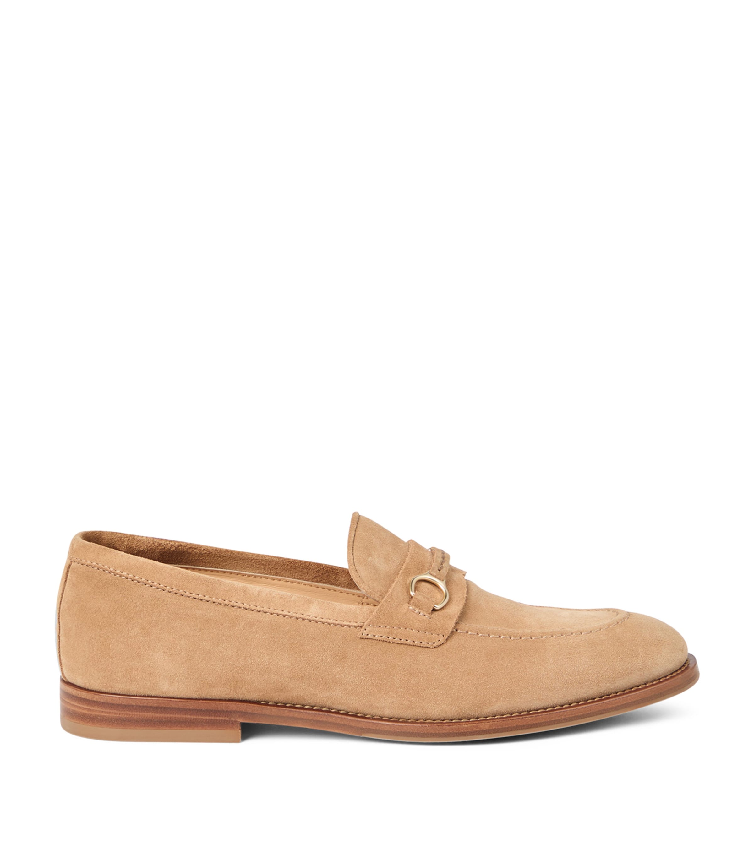 Brunello Cucinelli Loafers With Gold-tone Hardware And Suede Finish In Brown