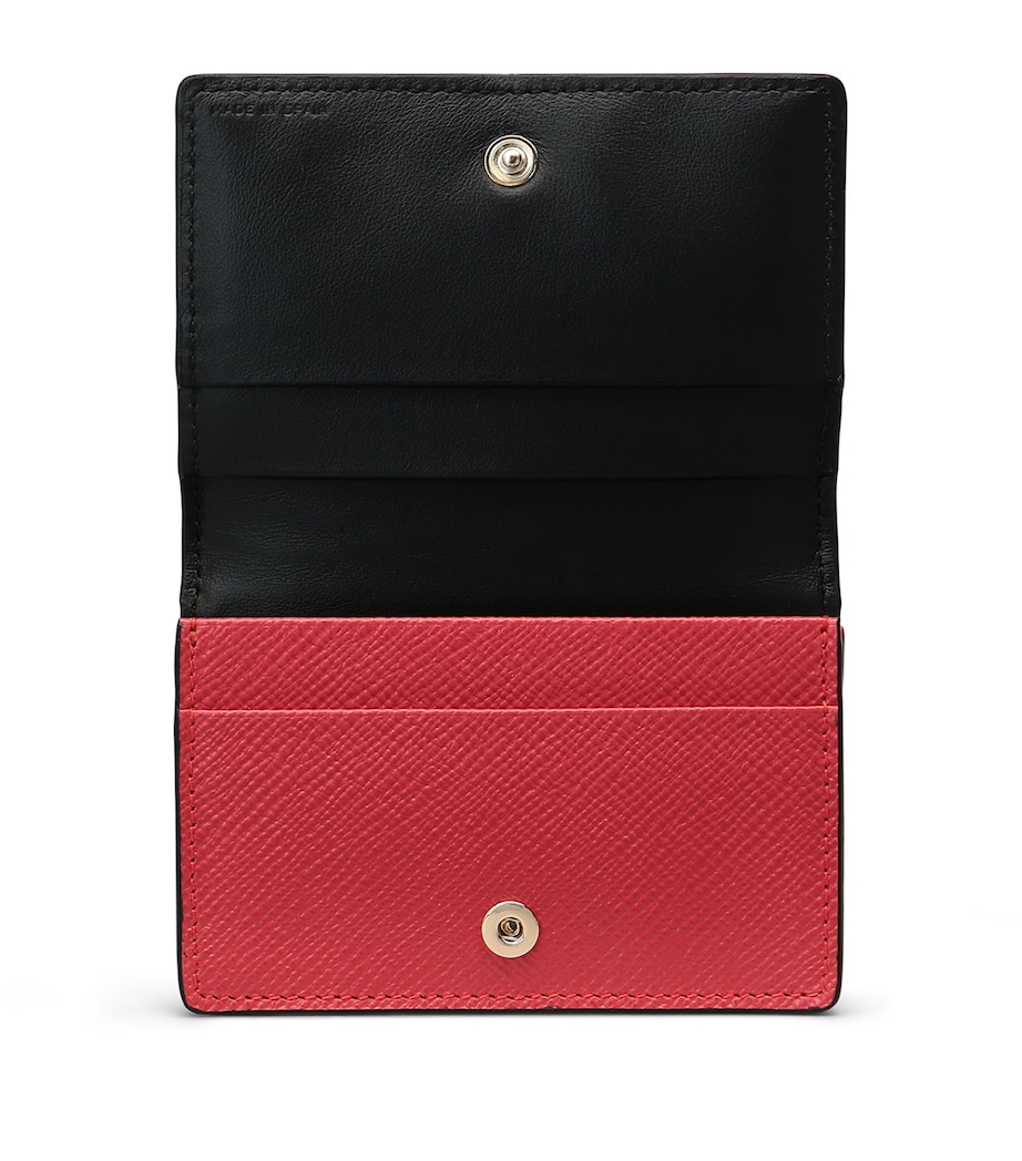 Leather Panama Folded Card Holder SCARLET RED Image 2