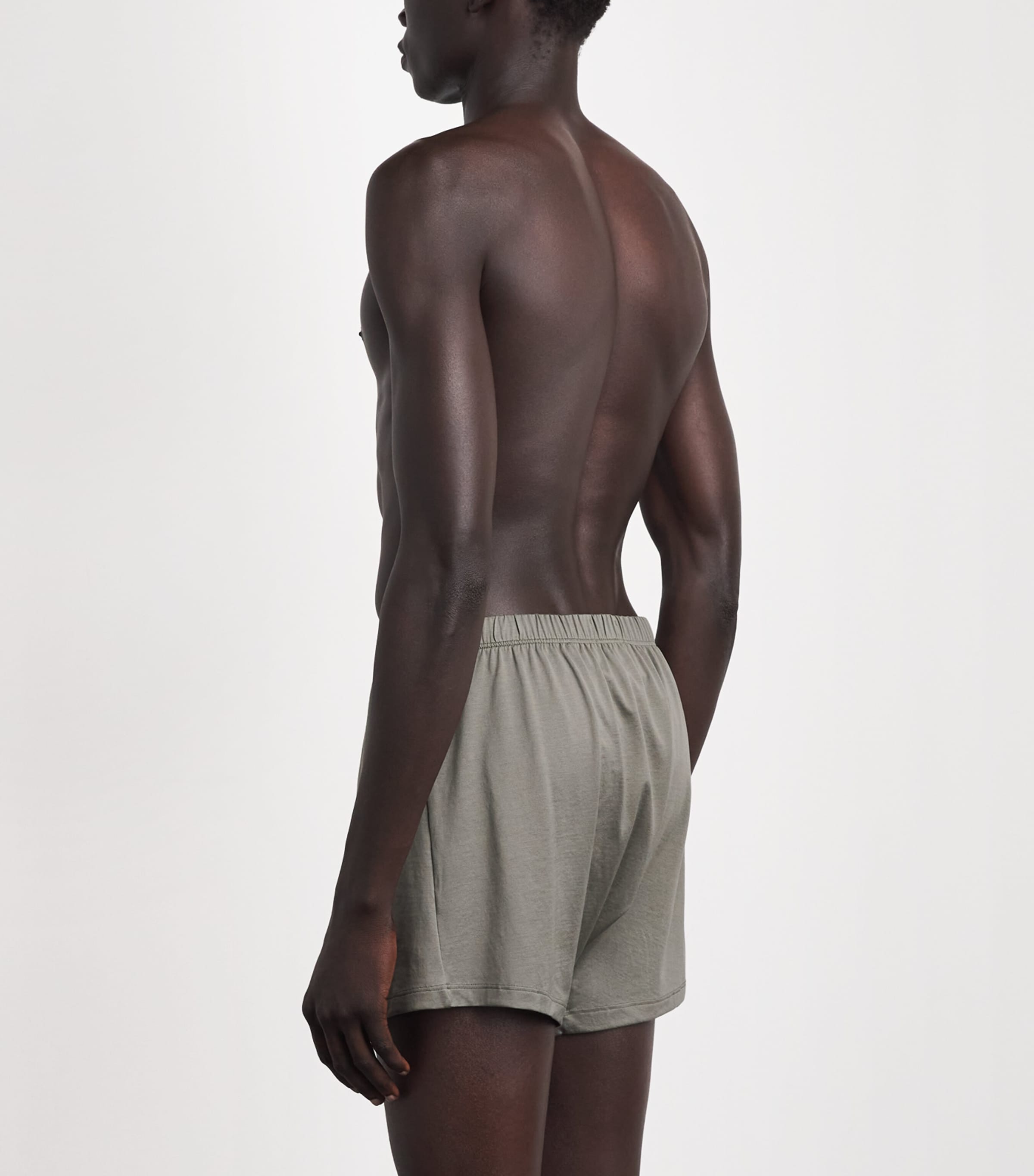 Hanro Mens Cotton Boxer Shorts Smokey Olive Image 3