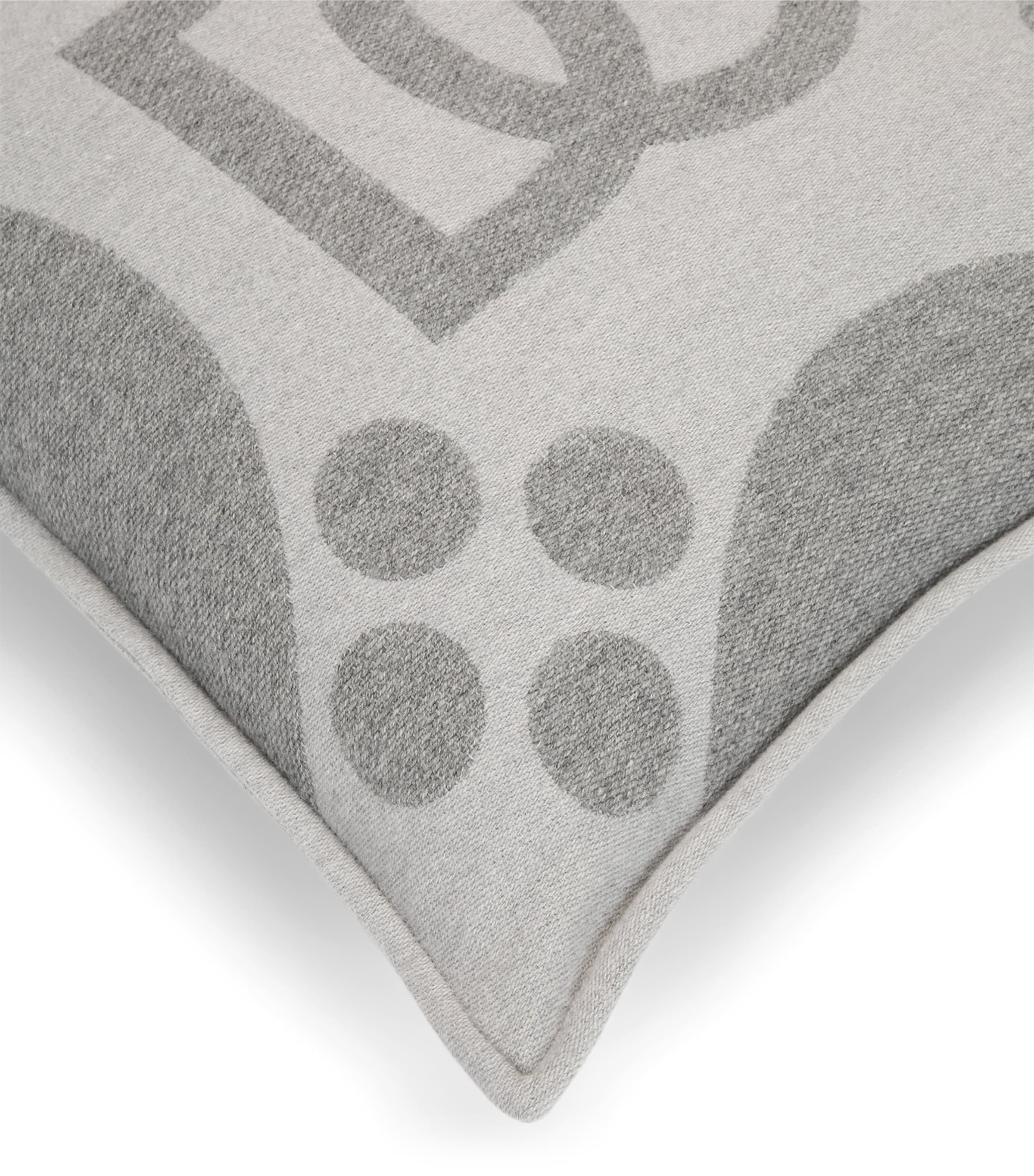 Wool-Silk-Cashmere Logo Cushion (50cm x 50cm) U0060-GRIGIO CHIARO Image 3